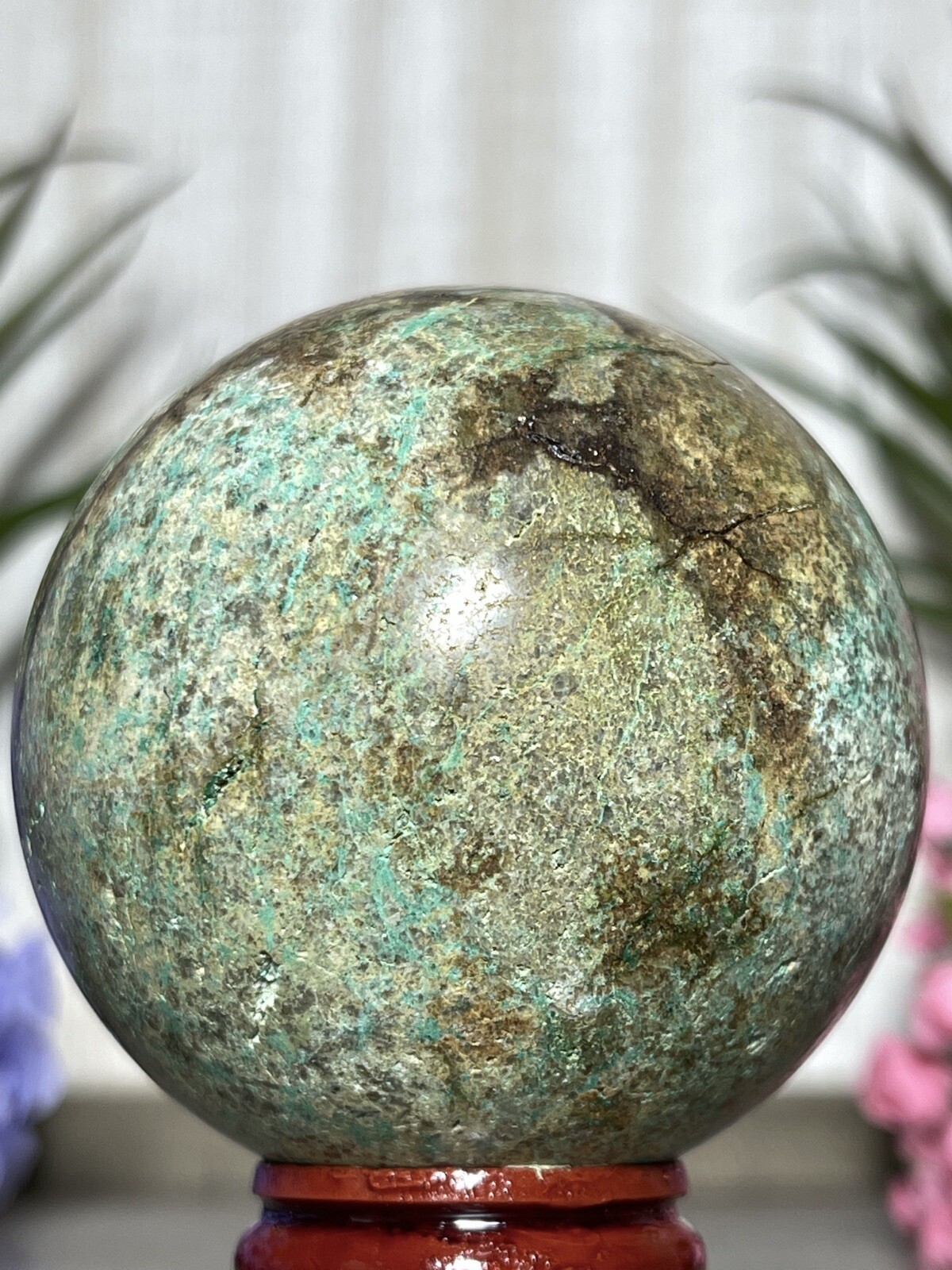 57mm PHOENIX SPHERE – Green Blue Mineral Copper Ore Malachite Turquoise Crystal