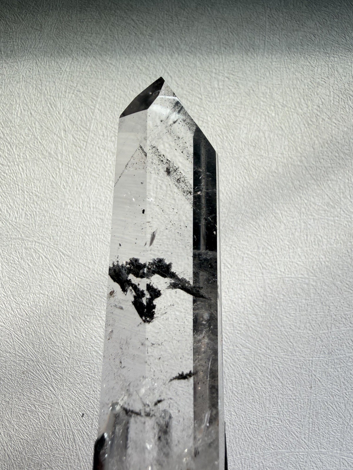 Brazil Lemurian Quartz with Black Scenic Inclusions | Semi-Polished High Clarity