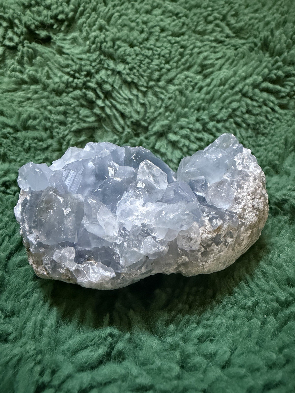 Natural Blue Crystal Geode Mineral Specimen 3” Hand Collected Utah Desert