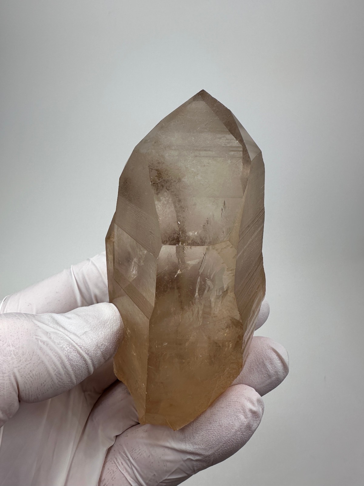 Large Clear Lemurian Seed Quartz Crystal Smokey Point__Serra do Cabra
