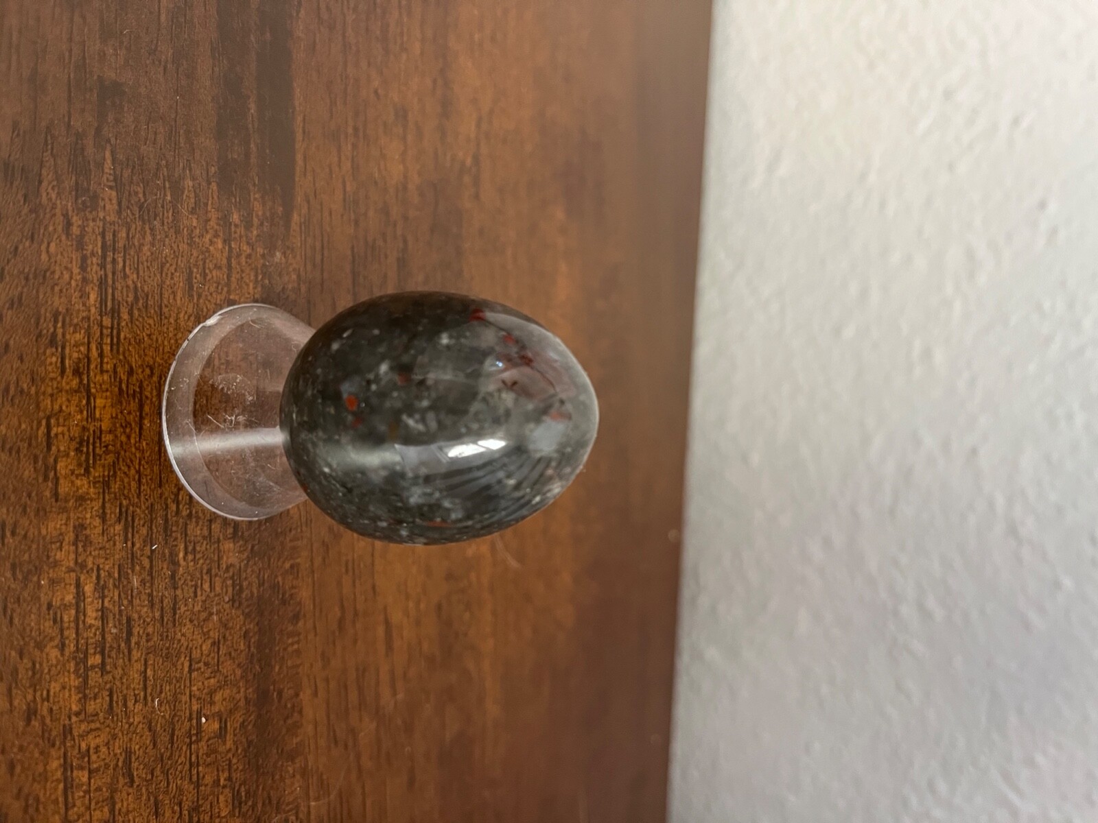 Beautiful bloodstone egg! Mint condition with stormy gray,blue and flecks of red