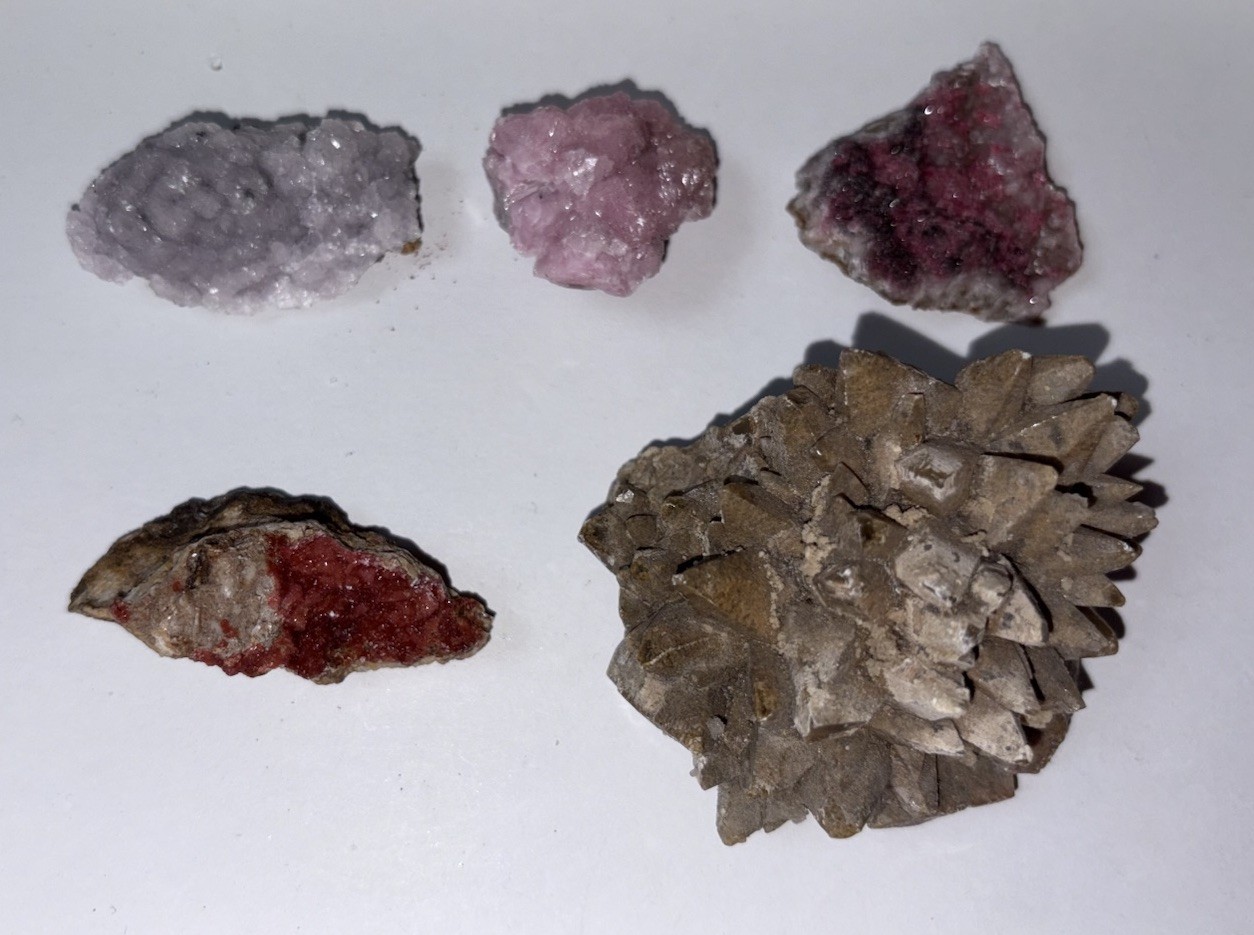 Calcite Crystal Lot Of 5 Pieces Pink Cobaltoan Calcite Dogtooth Cluster