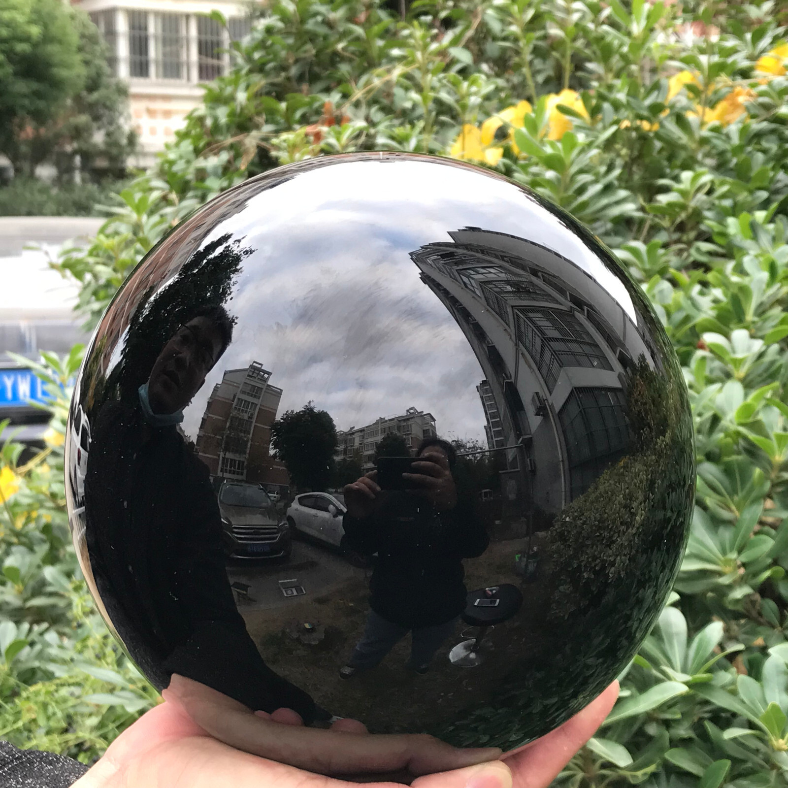22LB TOP Natural obsidian Quartz Sphere Crystal Ball Healing+stand