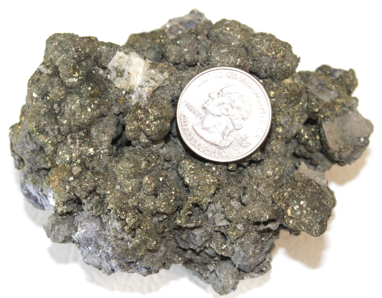 Iron Pyrite Druzy on Galena w/ Crystal 1.38 Lb, 625g – 3 3/4′ X 2 7/8″ X 1 7/8″
