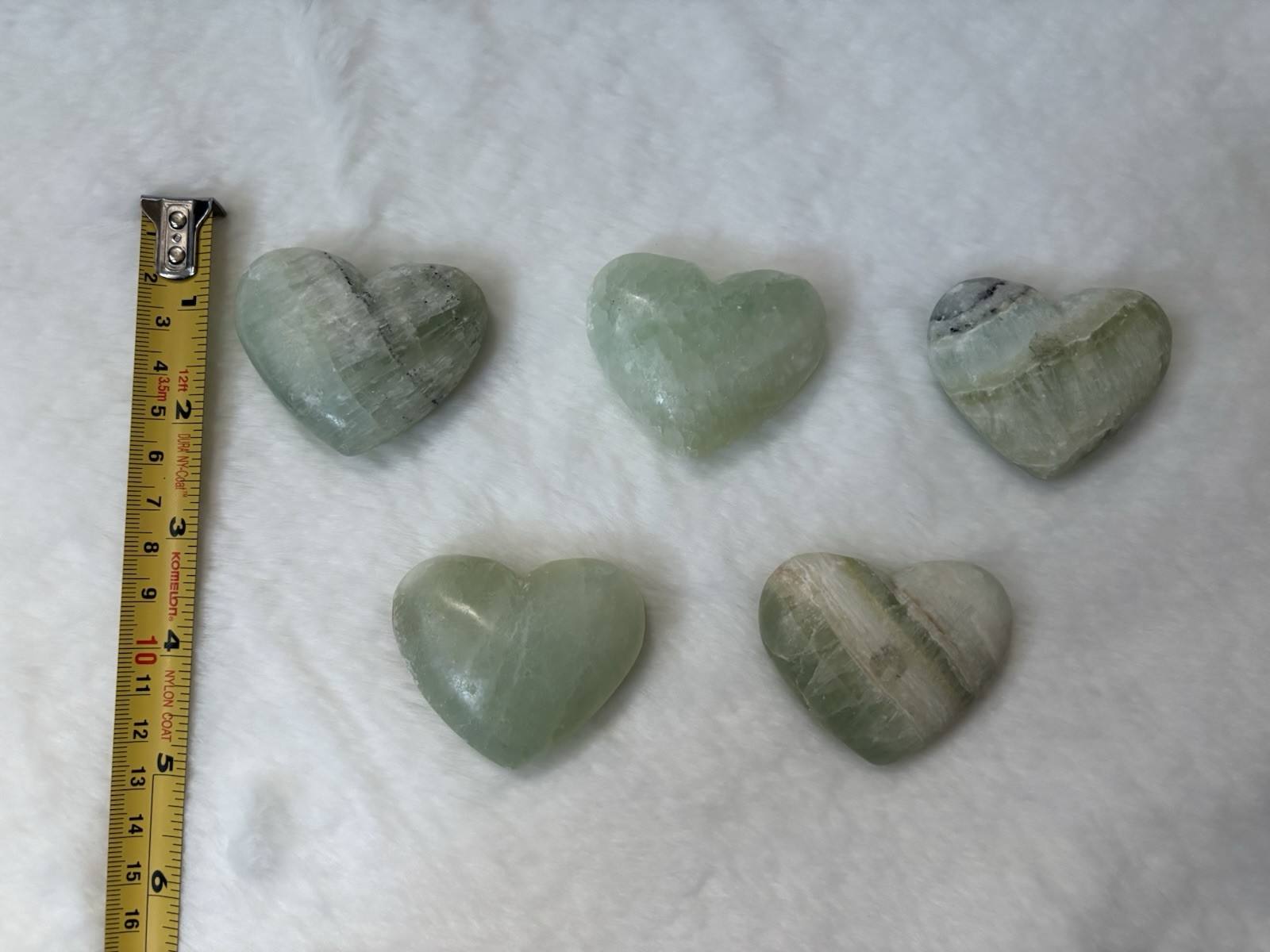 Pistachio Calcite Crystal Heart Carving Lot Bulk 5 Pieces Natural Green