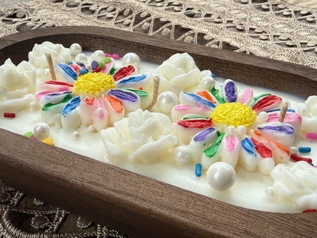 Birthday Celebrate Dough Bowl Soy Candle, Wooden Dough Bowl, Celebration Gift, B