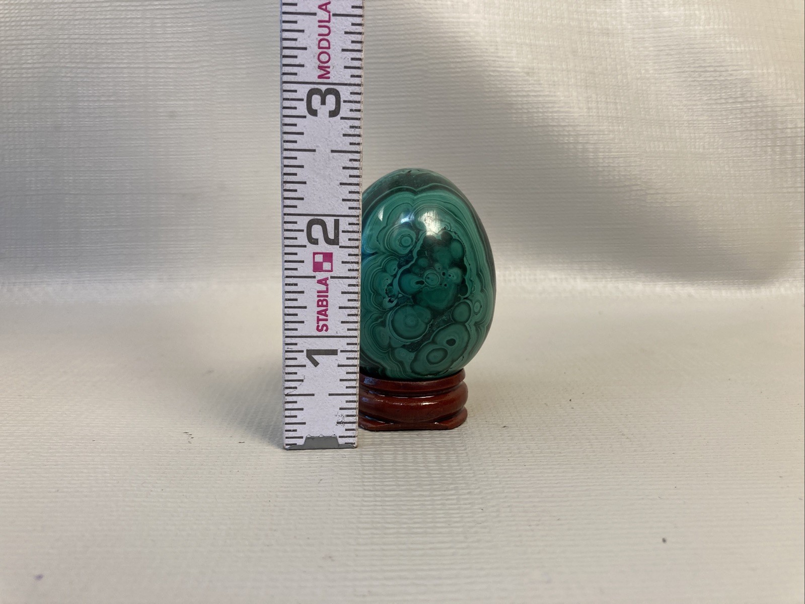 Natural Solid Green Malachite Egg Polished Gemstone 160g 2.25 inches W/ Stand