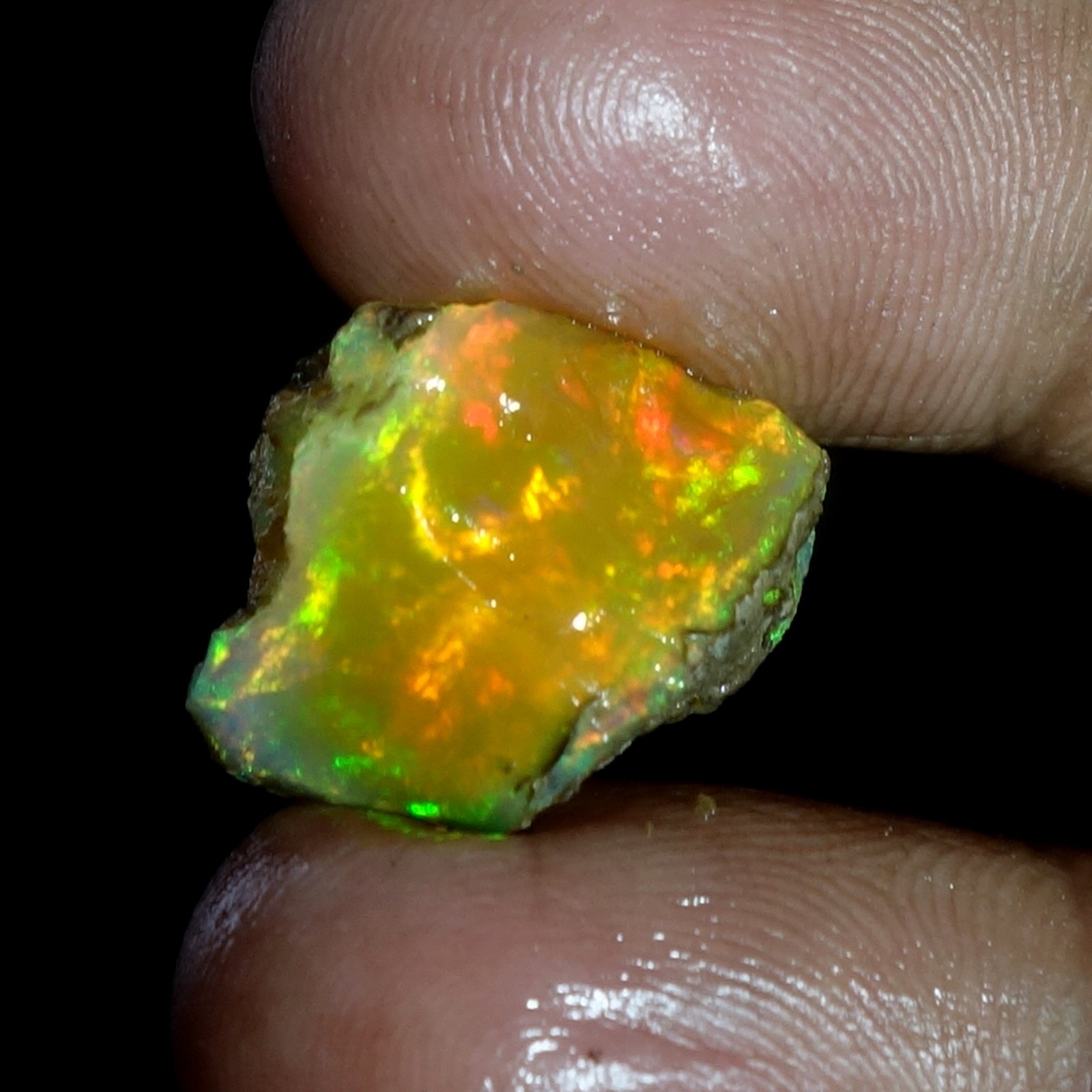 AA+ Ethiopian Oli Opal Rough Entreated Welo Opal Multi Fire Color Flash 12.10Cts