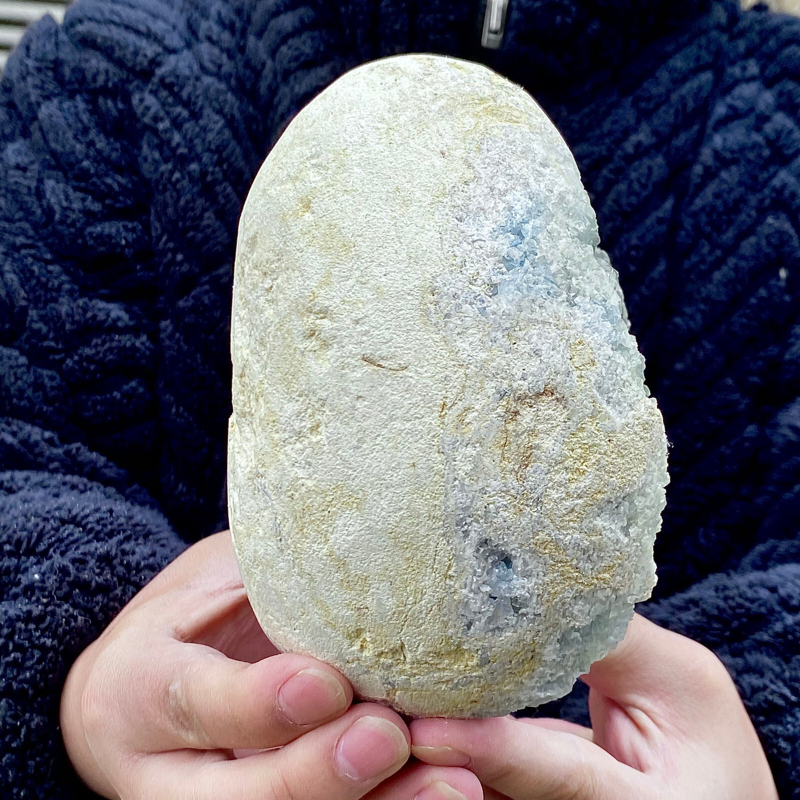 5.98LB Top natural blue crystal cave quartz crystal cave mineral specimens