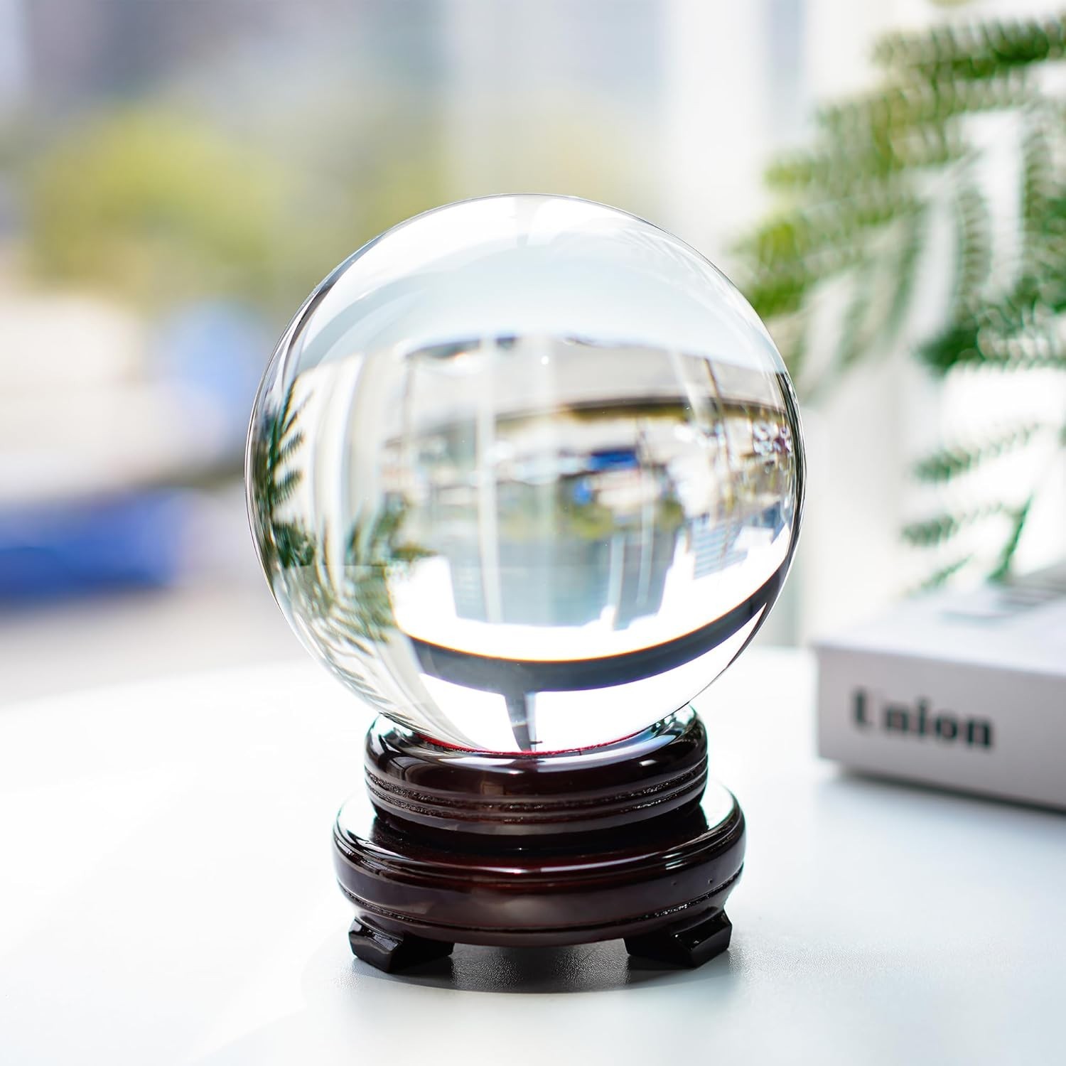 6″ Clear Crystal Ball w/ Polished Wooden Stand – Fortune Telling