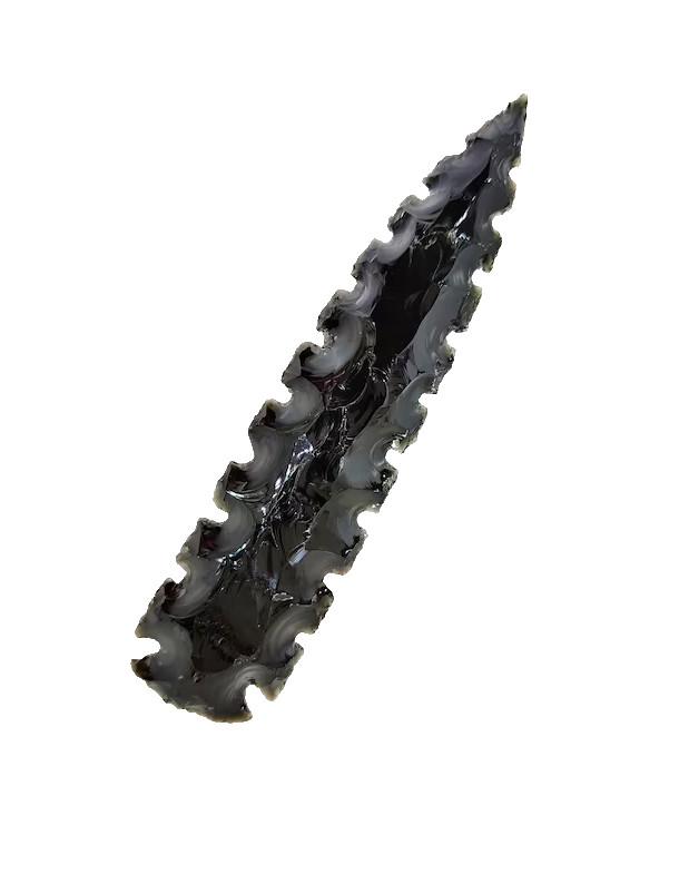 Handmade Black Obsidian Arrowhead 6″ Spearhead Gemstone Crystal Primitive Décor