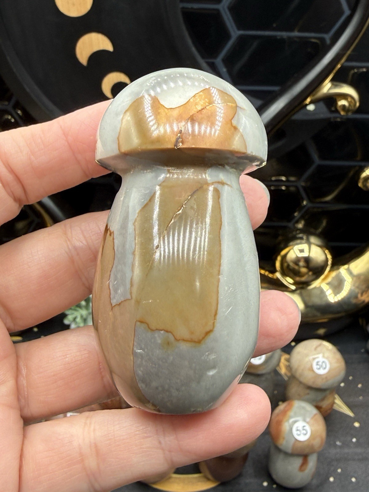 Natural Polychrome Jasper Mushrooms Carvings Free shipping