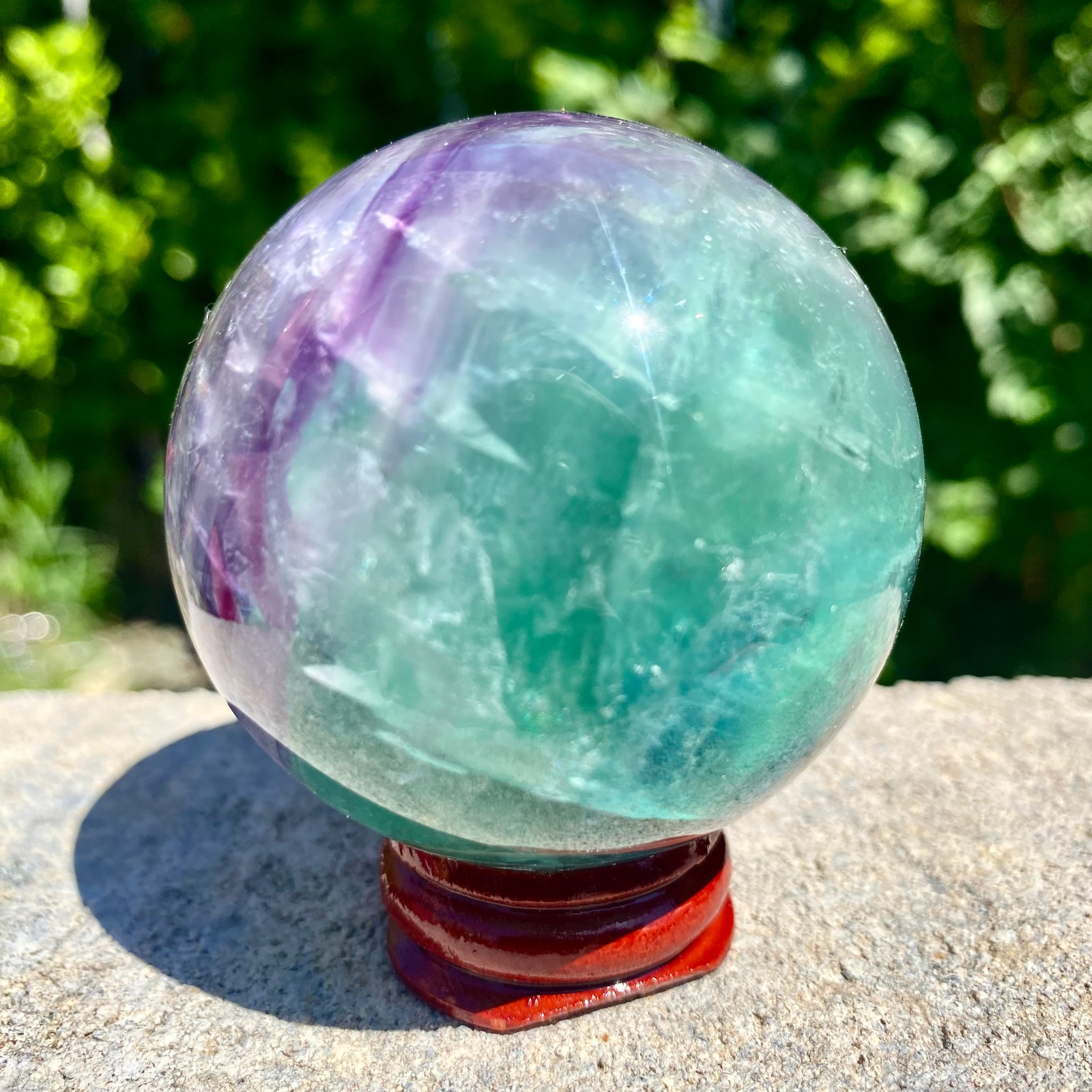 305G natural Green fluorite ball quartz crystal Sphere Reiki energy healing