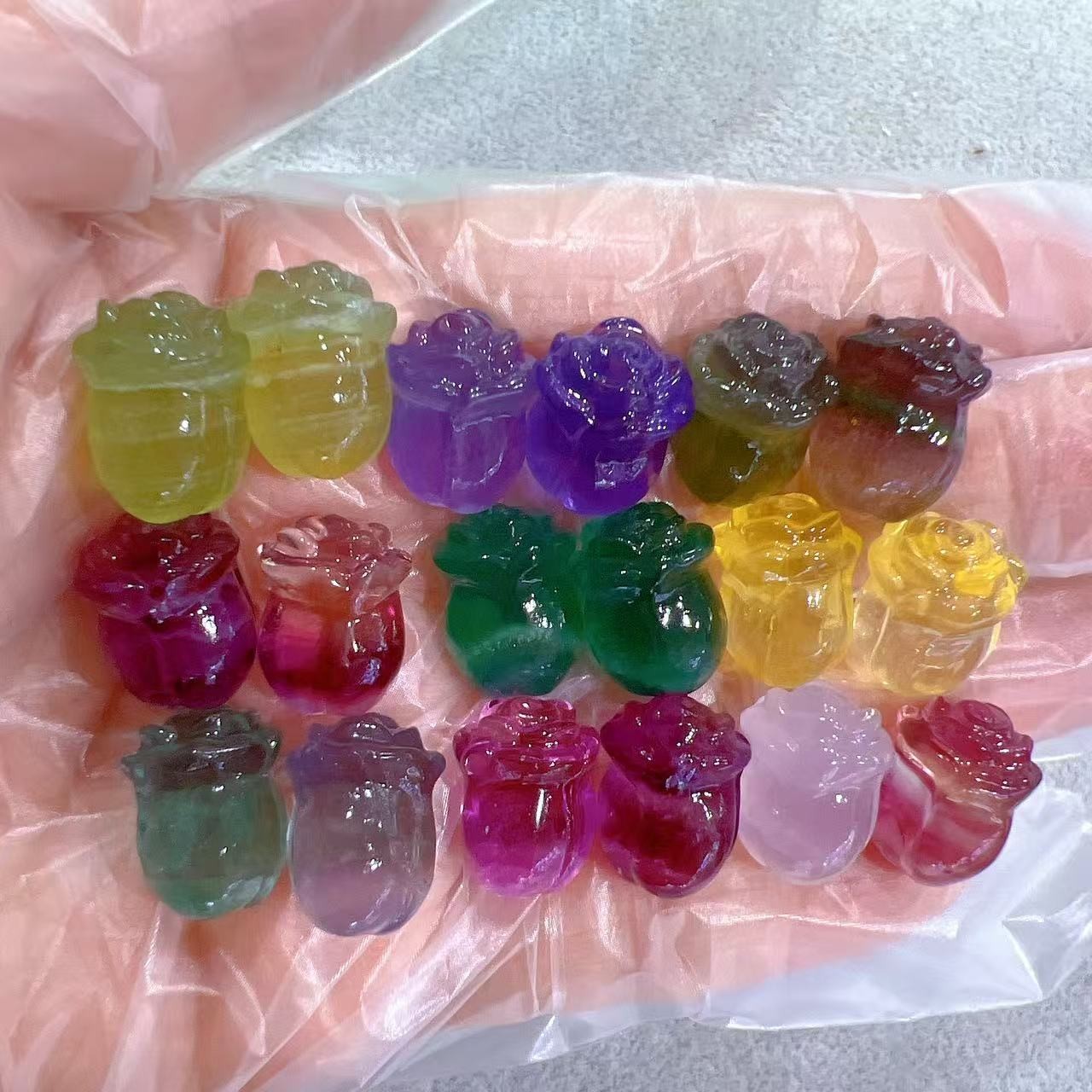 10pcs natural Fluorite Quartz Crystal Flower random Reiki Healing