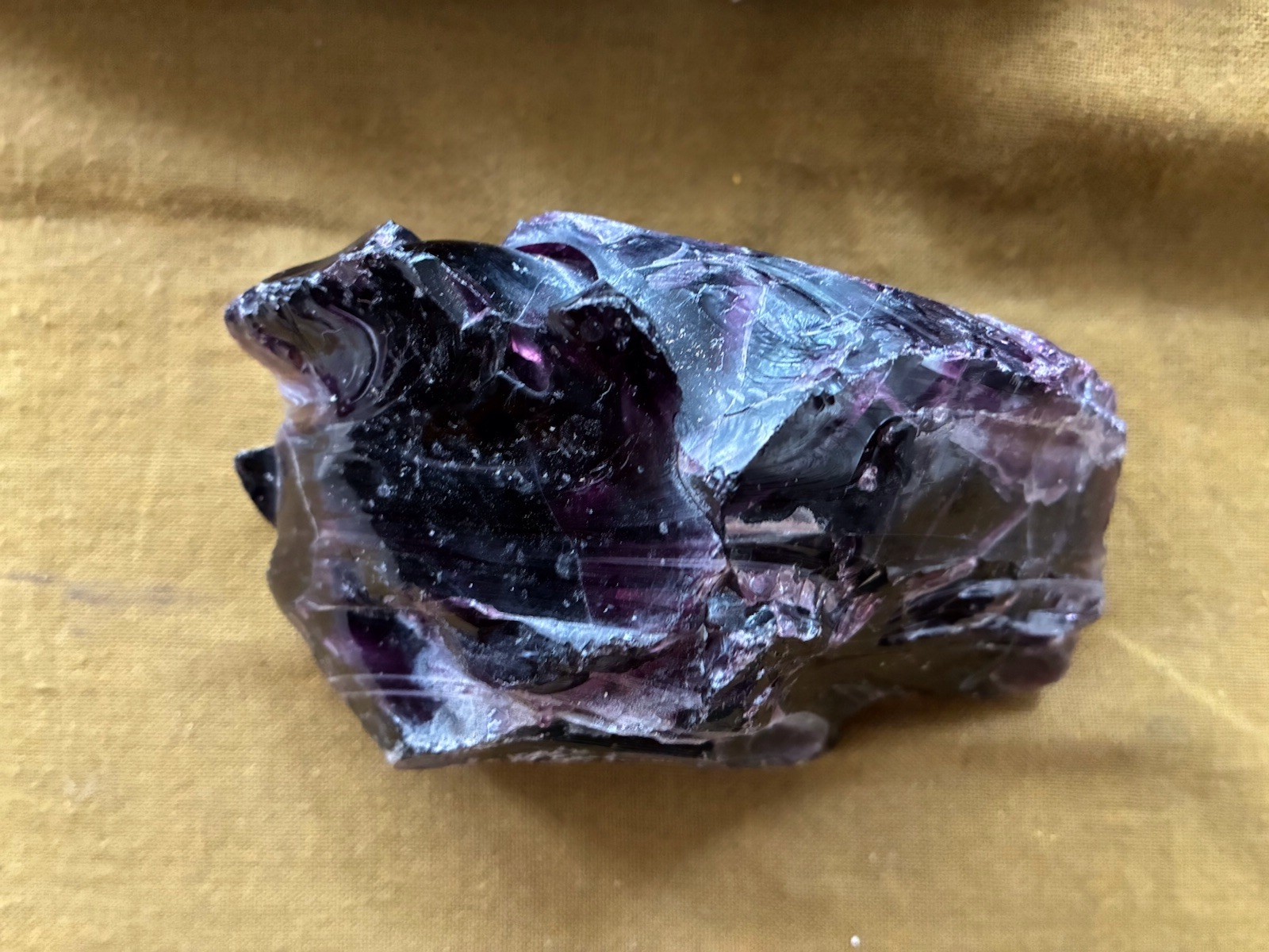 DEEP PURPLE/MULTICOLOR FLUORITE GLASS SLAG? PIECE~Great Looking; Hefty Sample