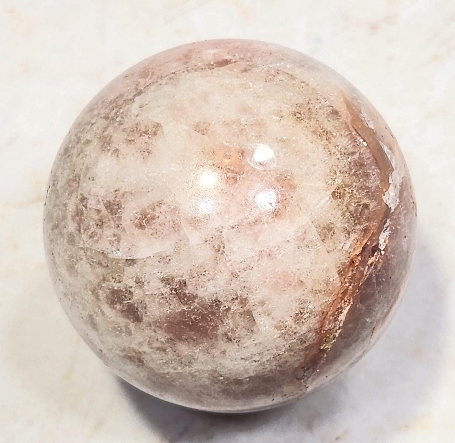 Fluorescent Boquillas Calcite 38mm Sphere – Stunning SW LW Mexican Mineral 6448