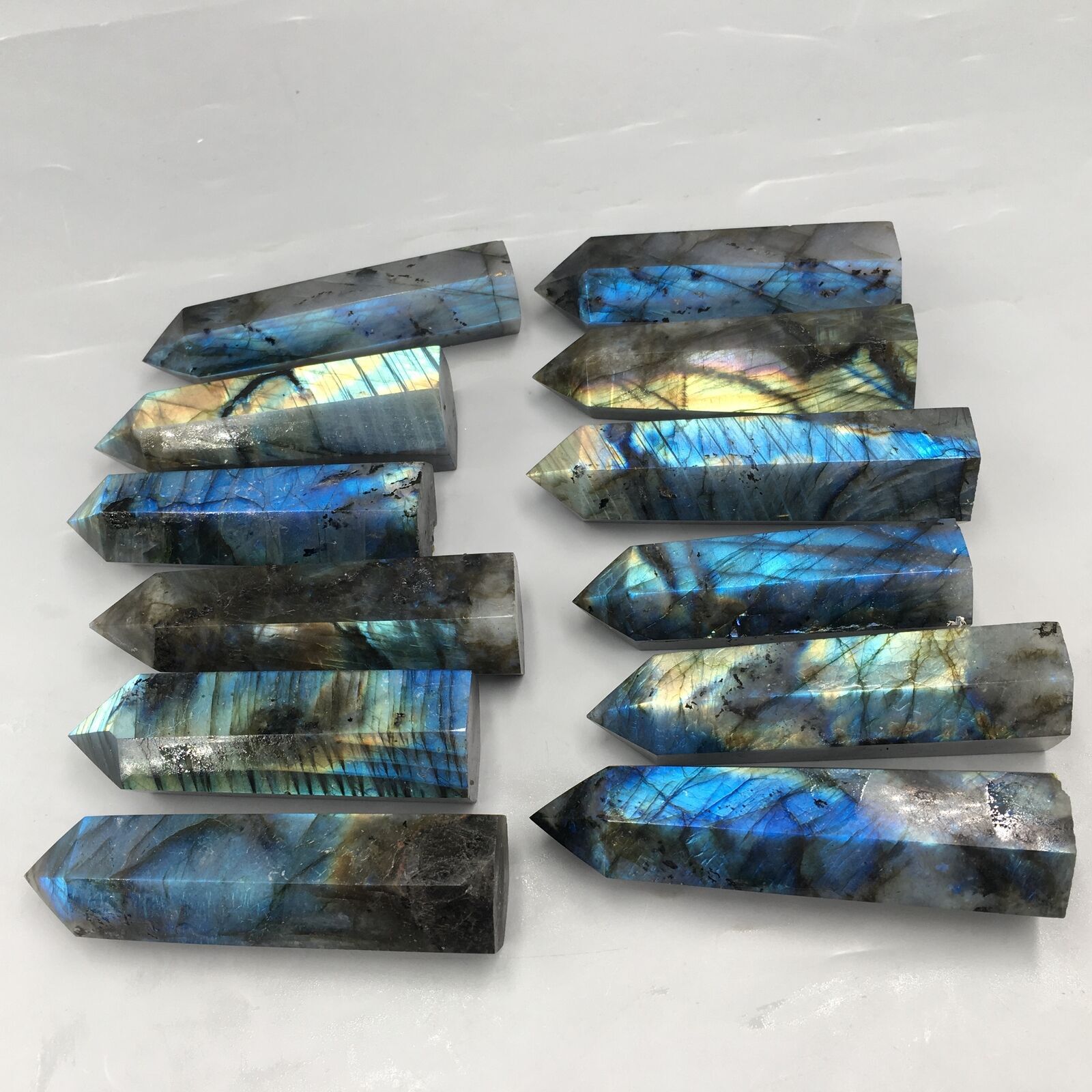 A++ Natural labradorite Quartz Obelisk quartz crystal wand Point Healing 1PC