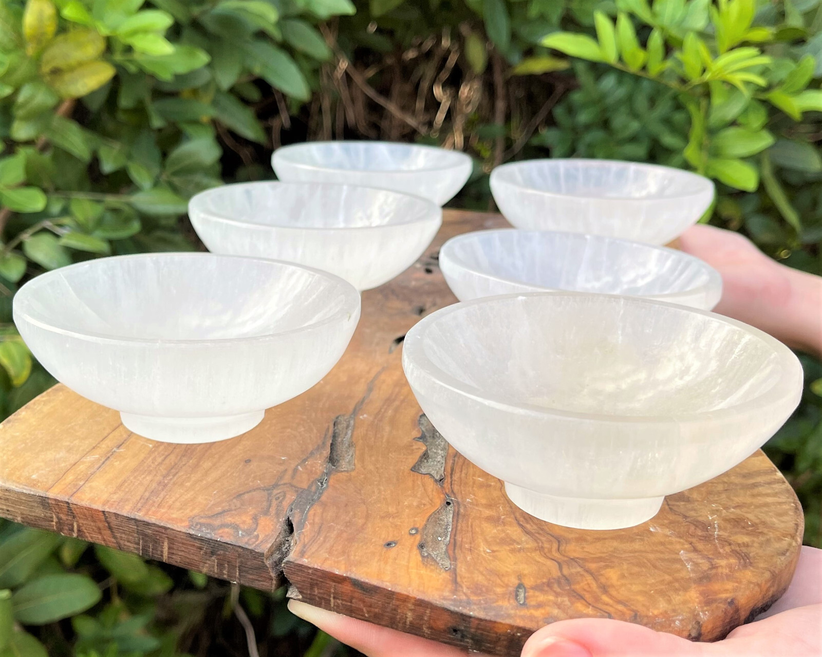 Selenite Crystal Bowls with Pedestal, Large 4″ Charging Bowl (Decor, Altar Bowl)