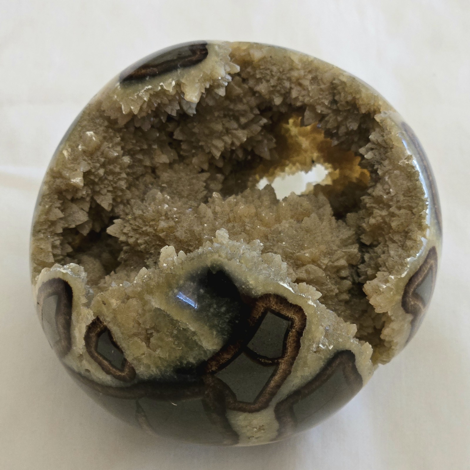 Geode Nodule Opened Polished 3 1/2″ Diameter Approximately Unbranded No Location