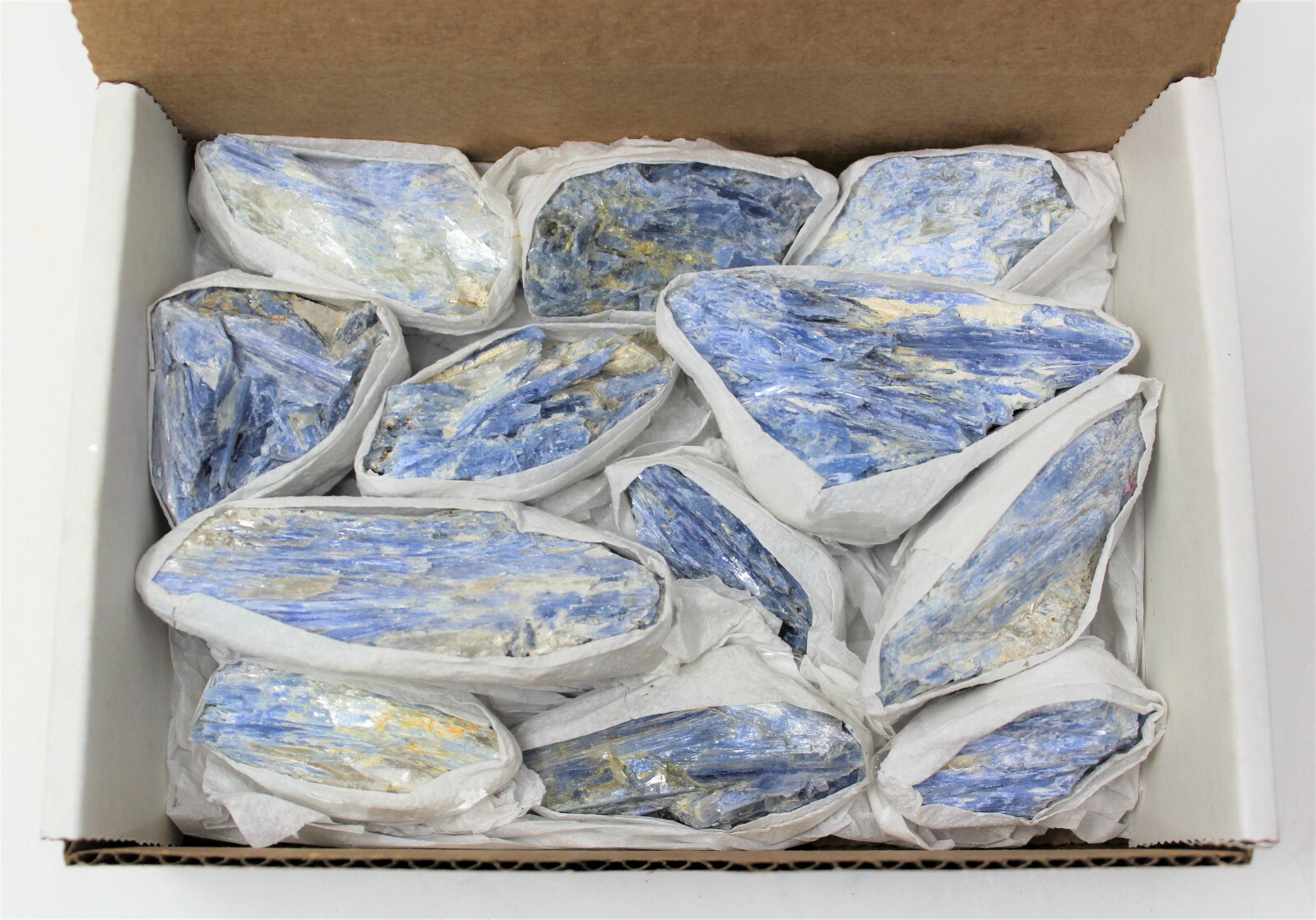 Bulk Large Natural Blue Kyanite in Matrix Crystal Chunks: 9-12 Piece Box Lot