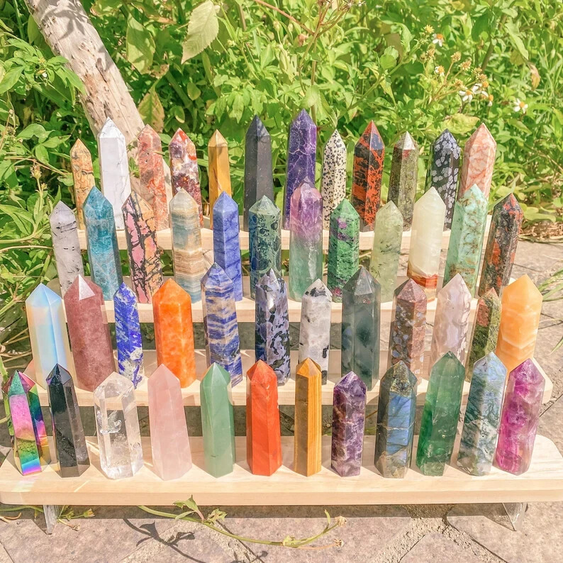 40 Choices Natural Crystal Tower Point Healing Charka Obelisk Ornament-3.1”+