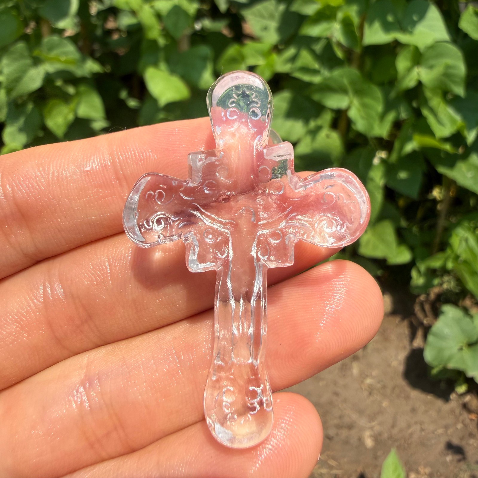 2″ Natural White crystal Quartz Crystal Cross Reiki Faith Amulet 1pc