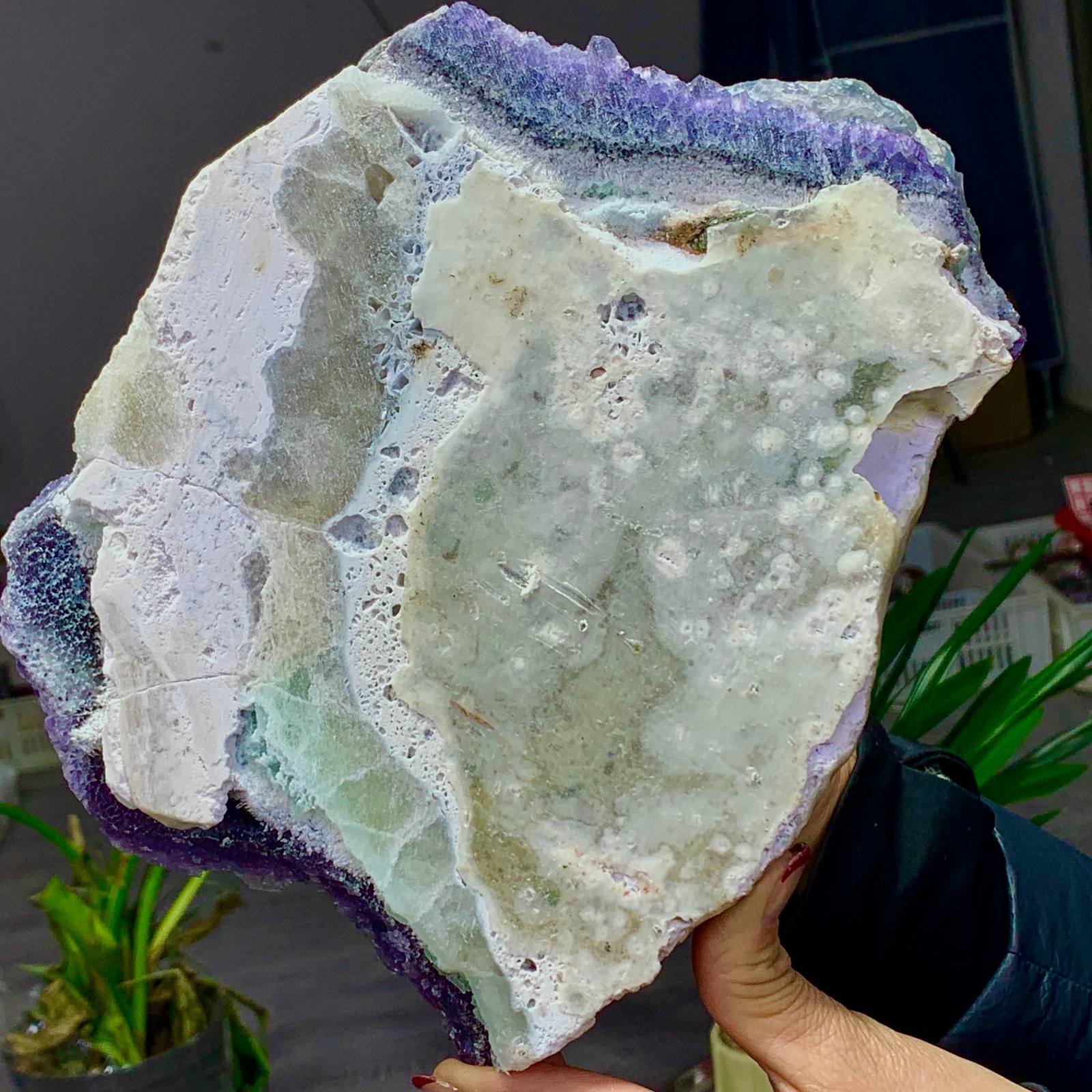8.6LB Rare Purple Green blue cubic fluorite mineral crystal sample/Zhejiang