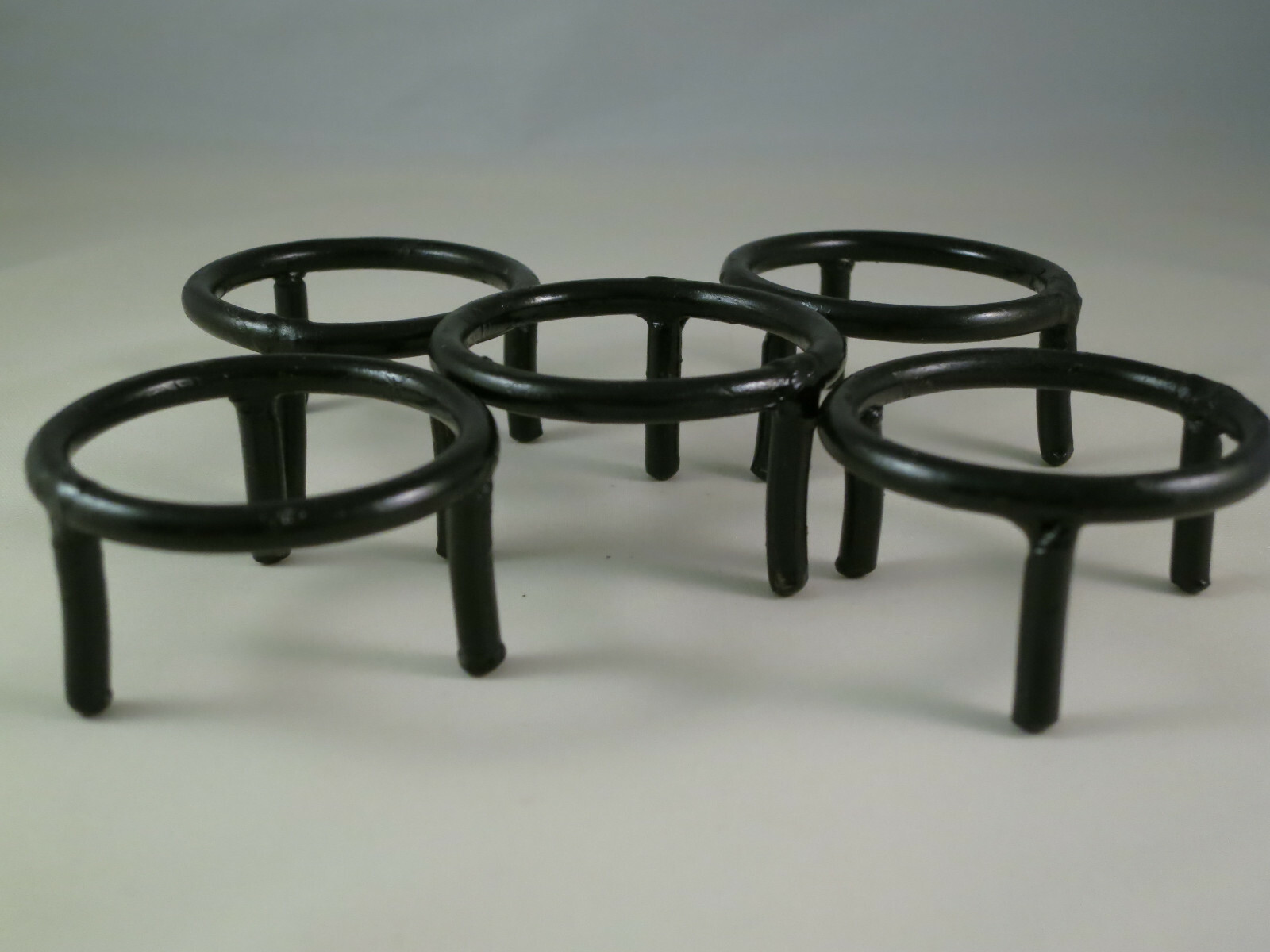 SET OF 5 – BLACK IRON SPHERE OR EGG STANDS