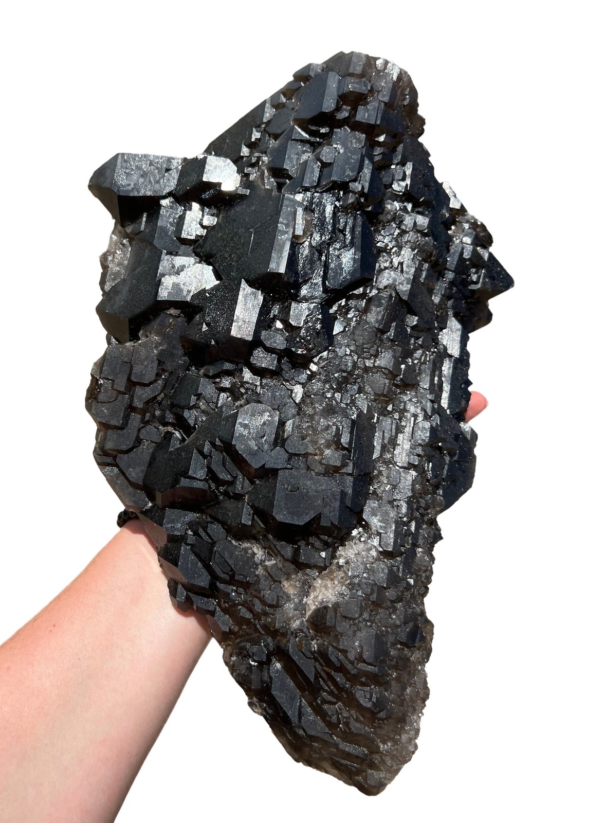 Elestial Smoky Quartz on Metal Stand – No.1, Natural Smoky Quartz from Brazil