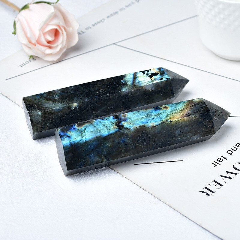 3.15″-3.54″ Natural Labradorite Crystal Tower Healing Crystal Obelisk Reiki Gift