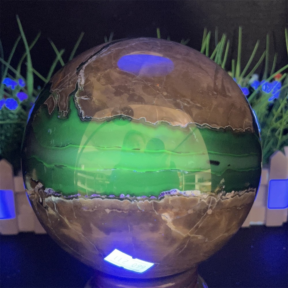 7.7LB 4.9″ Natural A++ Fluorescent Agate Ball Sphere Crystal Mineral UV Reiki