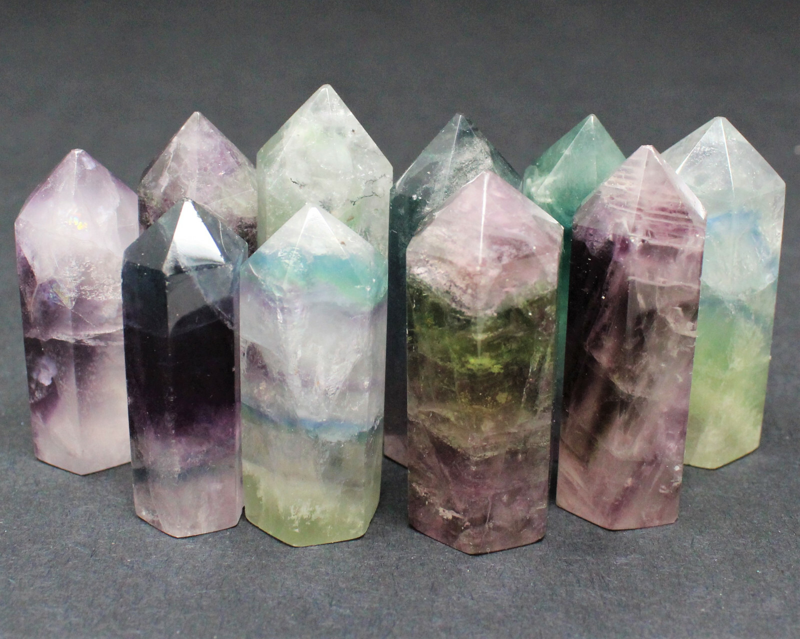 Natural Fluorite Crystal Hexagonal Point 1.75 – 2.25″ Reiki Massage Healing Wand