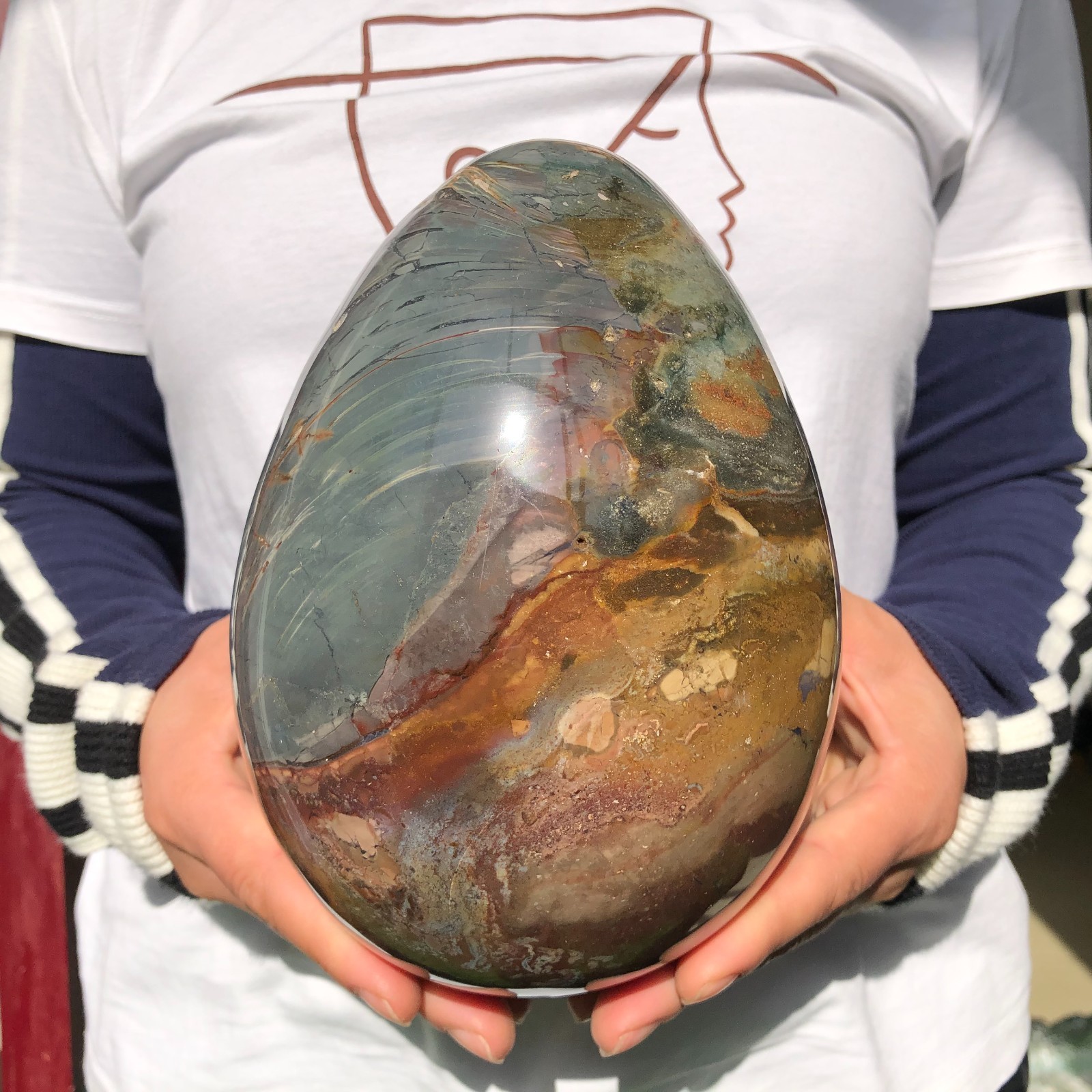 8.6LB Natural Ocean stone Quartz Crystal egg Mineral specimen Healing