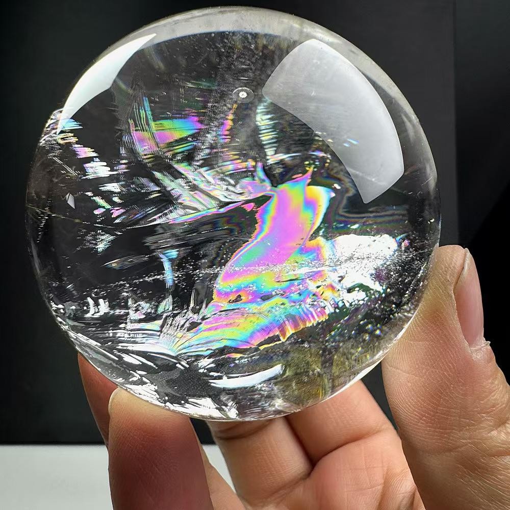 360g Natural Rainbow White Quartz Sphere Energy Crystal Ball Reiki healing Decor