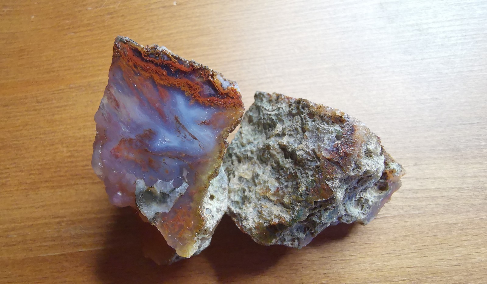 Scenic Red & White Plume Agate Slabs, Not Polished, 100% Natural, 198 Grams