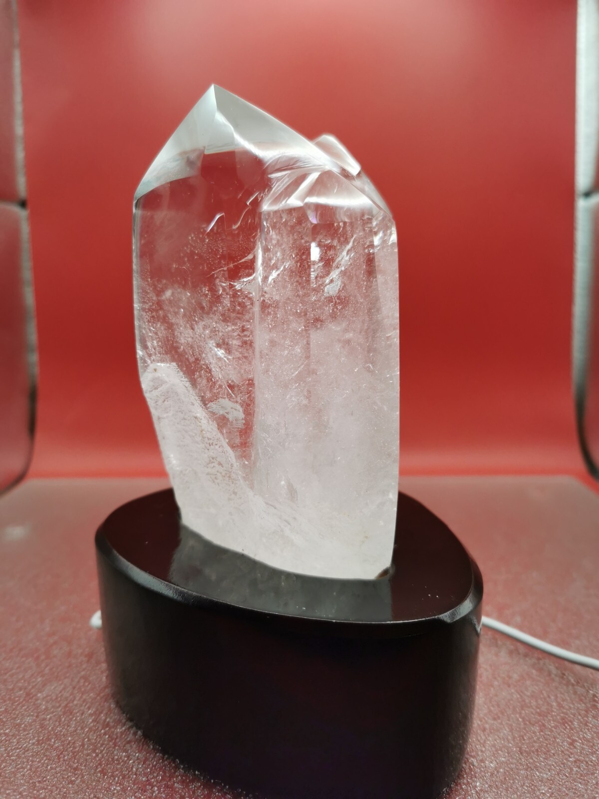Natural Clear Quartz Double Point Obelisk Crystal With Custom Light Stand 2+LB