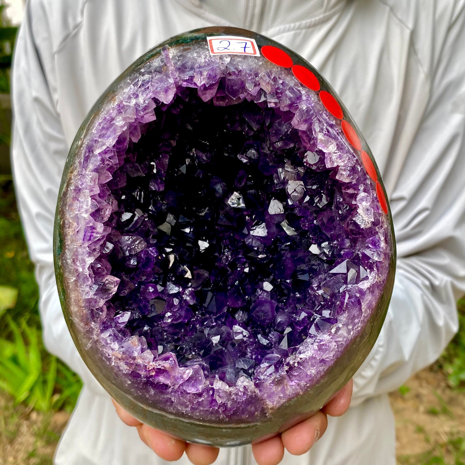 5.93LB Large Natural Amethyst geode quartz cluster crystal Egg specimen Healing