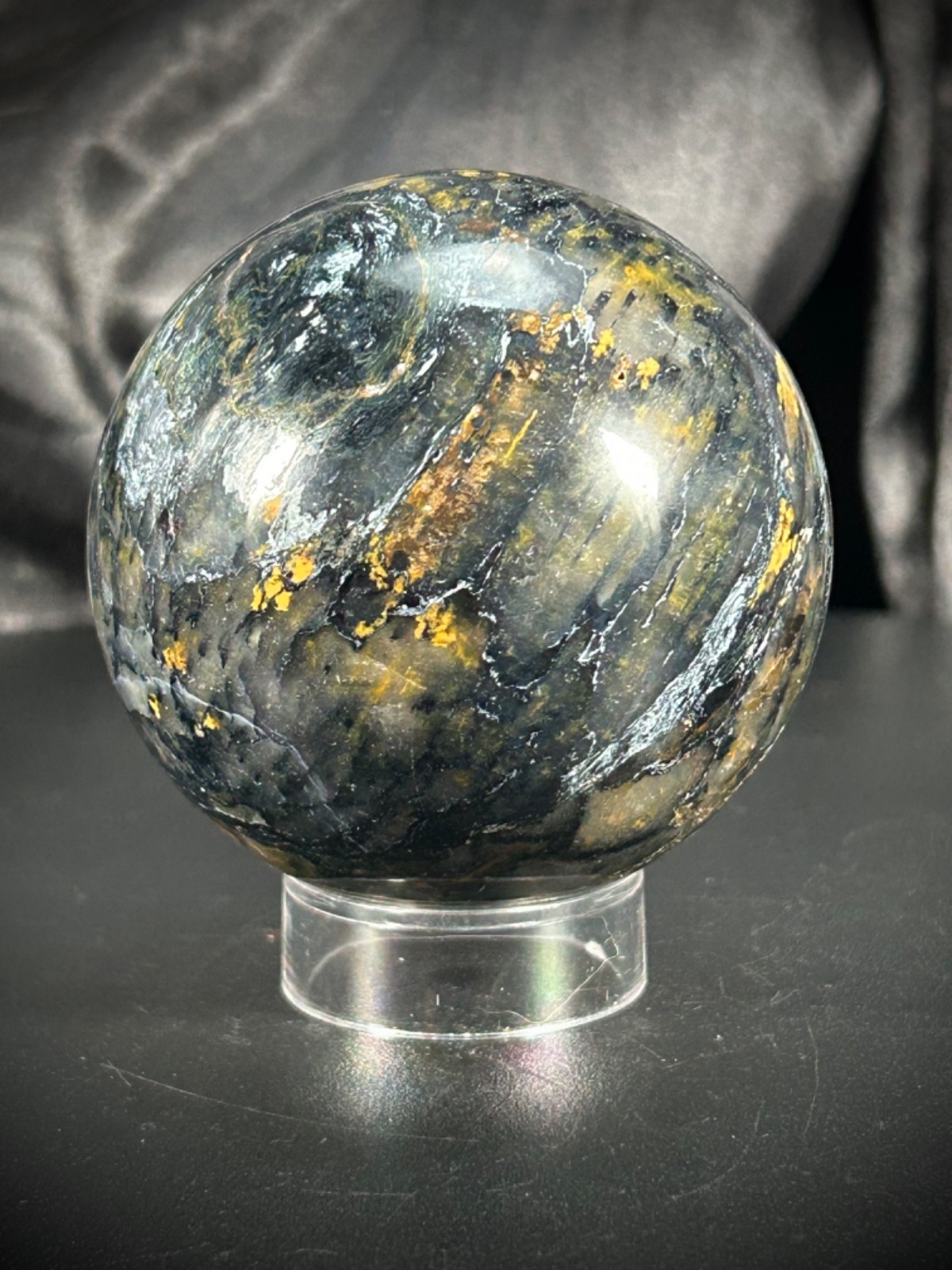 2.47″ Pietersite Sphere With Acrylic Stand 12.3 ounces (350 grams)
