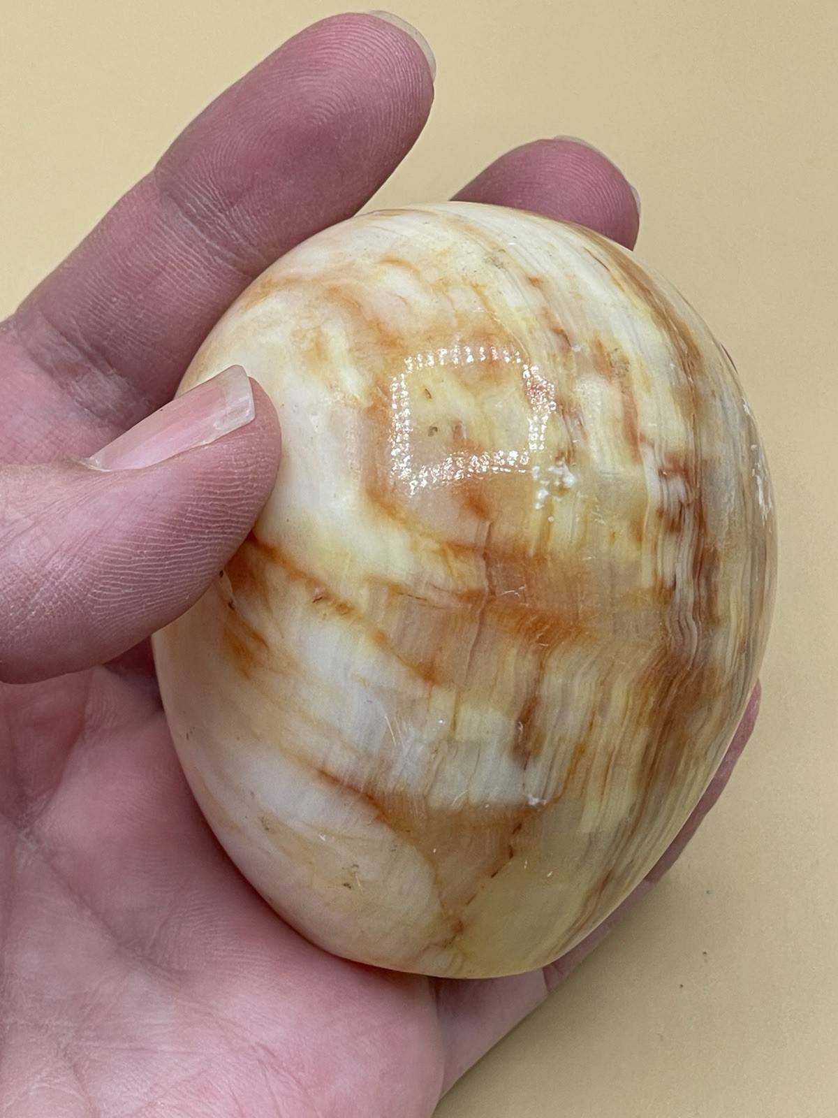 Orange Banded Agate Egg No Stand Has Blemishes 300g