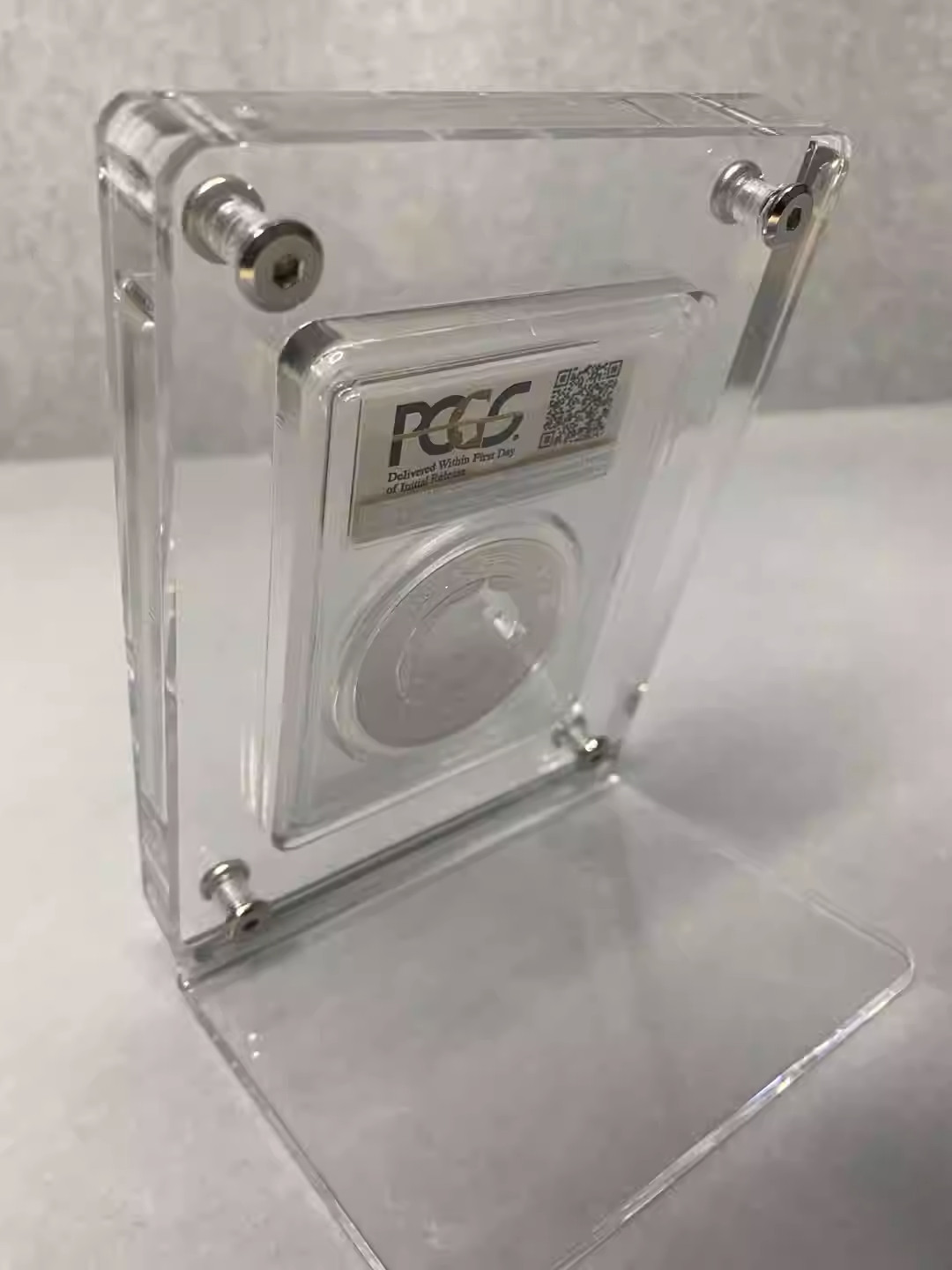 Acrylic Display Frame Protector Case w Integrated Stand For NGC/PCGS Coin Holder
