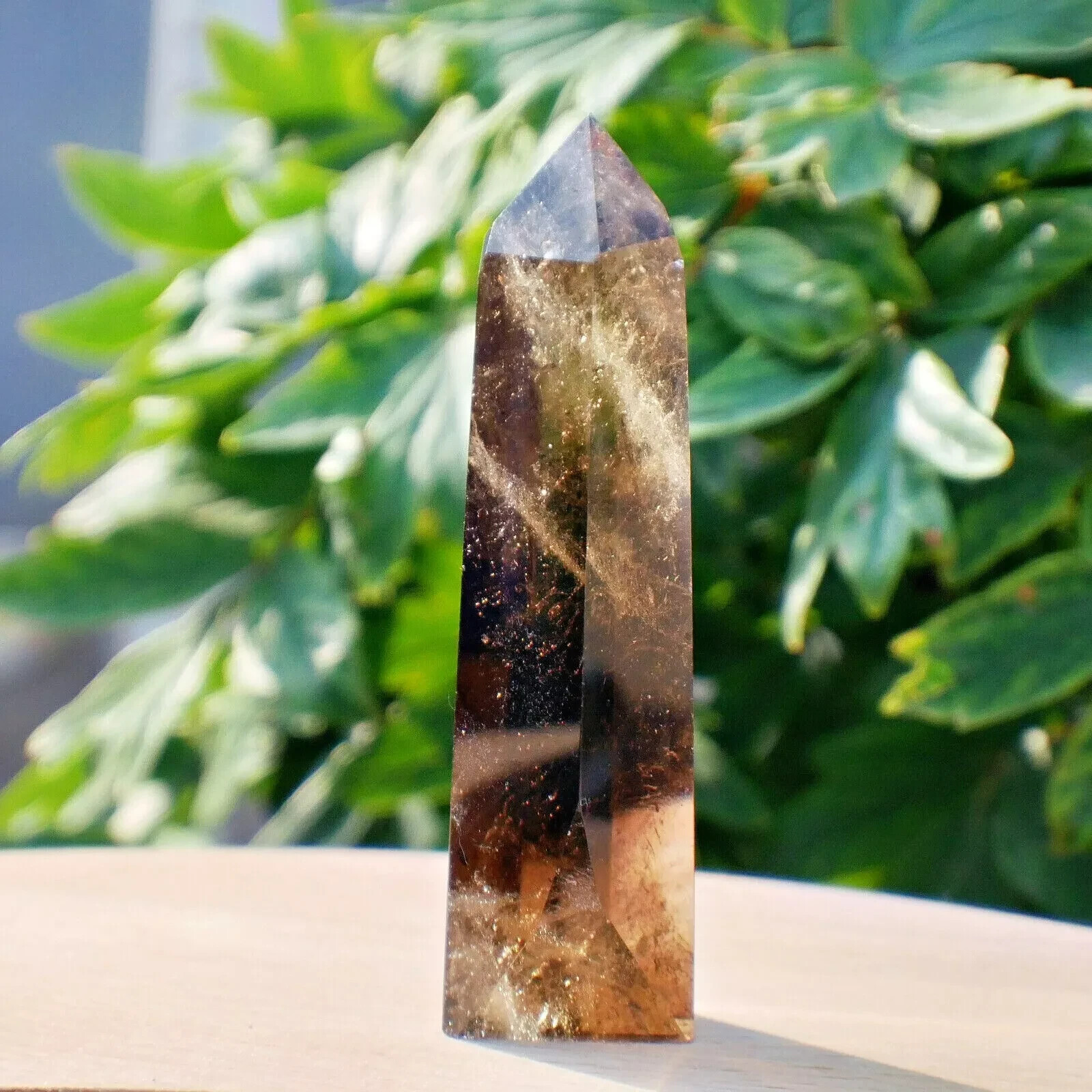 Natural Smoky Quartz Crystal Tower Point Wand HealingObelisk Home Decor Gifts