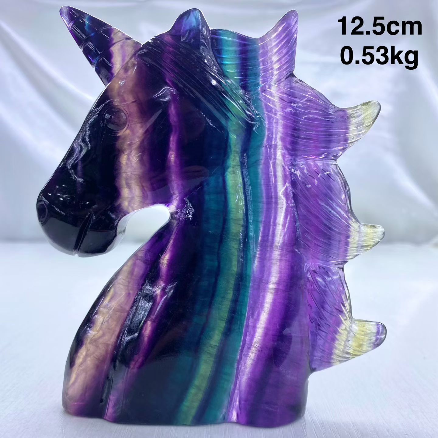1PC Natural fluorite carved unicorn Skull quartz crystal reiki healing Gem Gift