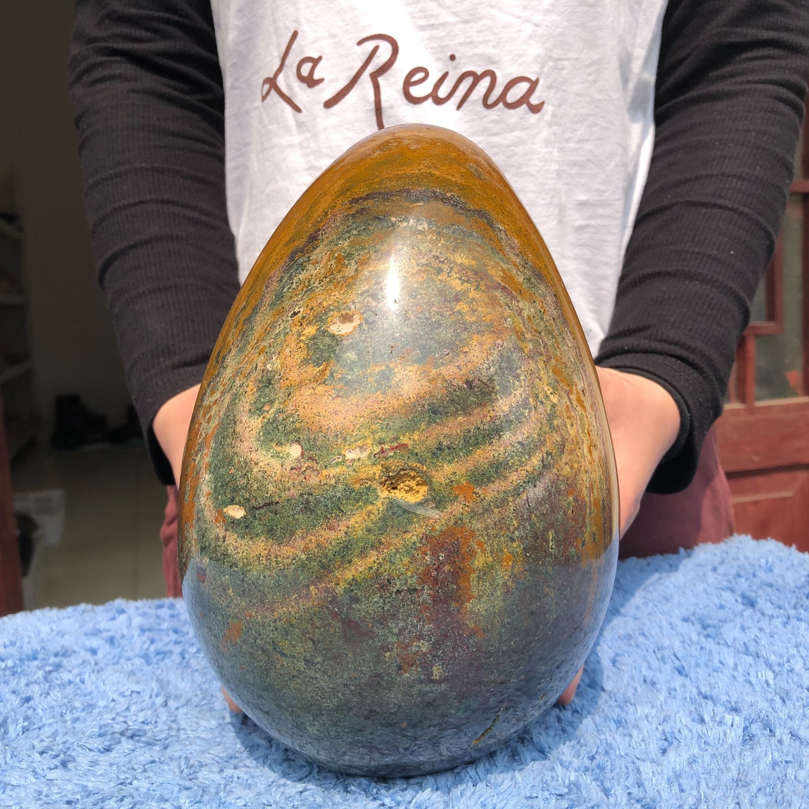 14.8LB Natural Ocean stone Quartz Crystal egg Mineral specimen Healing