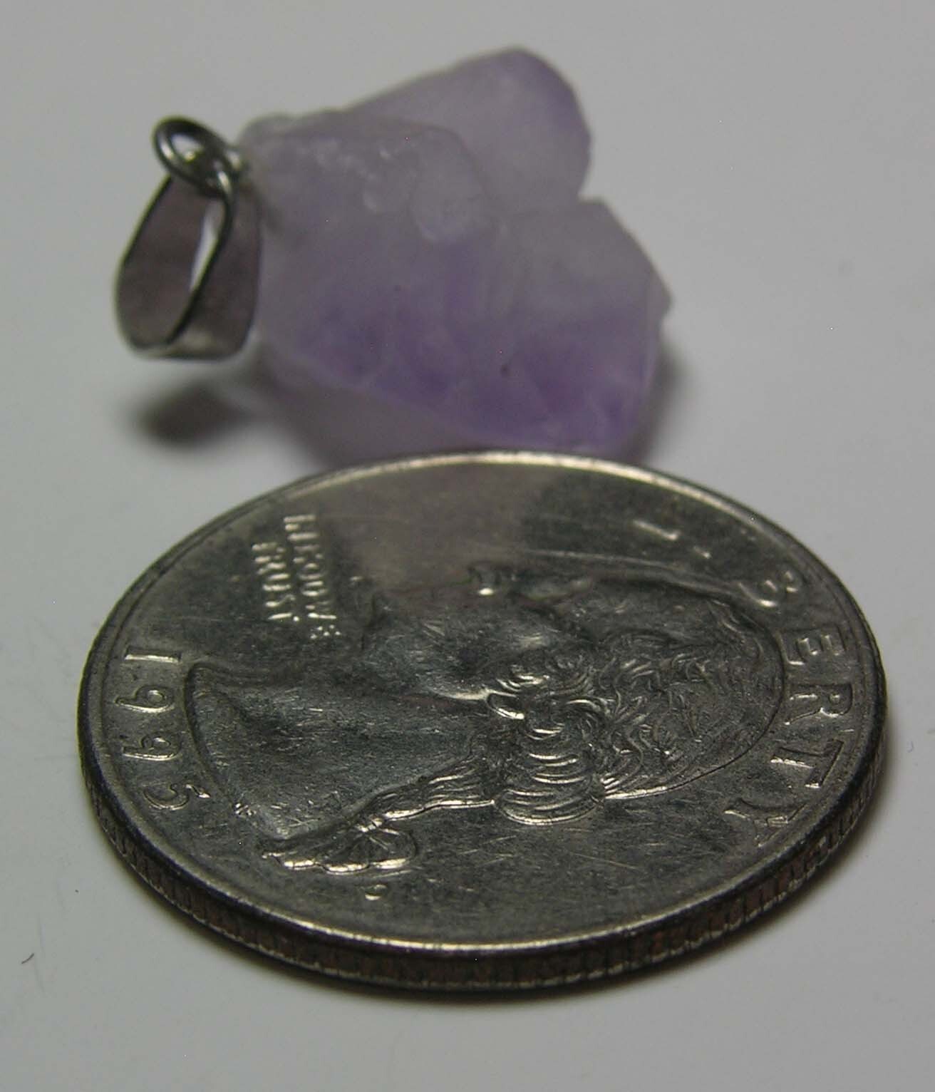 #41 Raw Rough 12.10ct 100% Natural Amethyst Crystal Point Pendant 2.40g 16.00mm