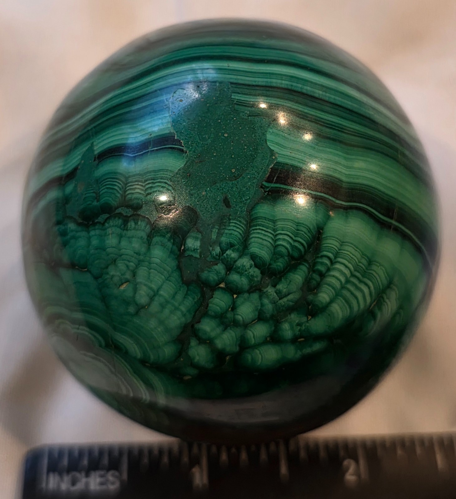Beautiful 2 1/2″ Diameter Malachite Sphere