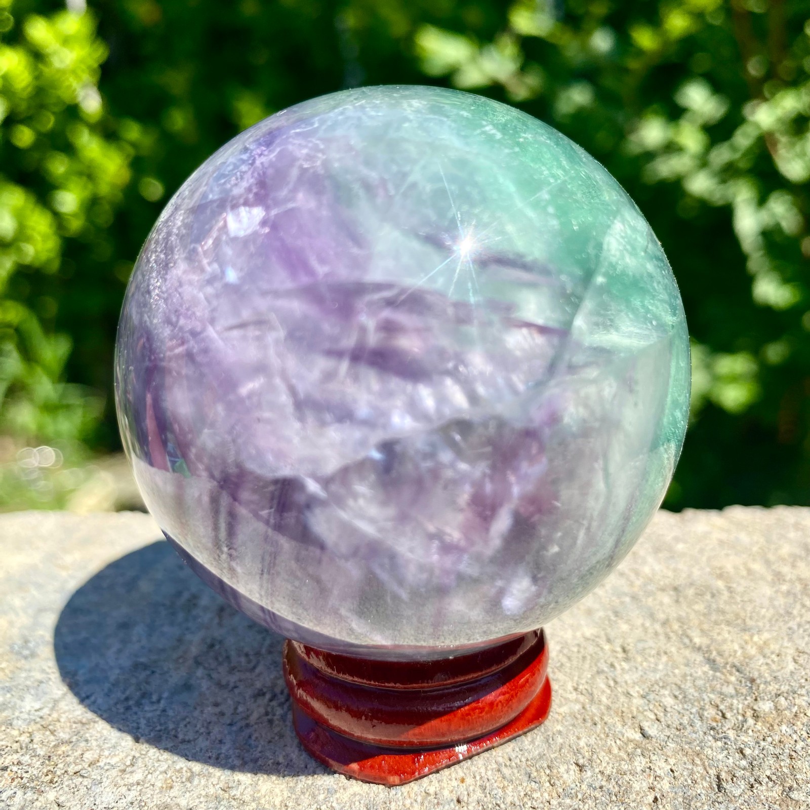 305G natural Green fluorite ball quartz crystal Sphere Reiki energy healing