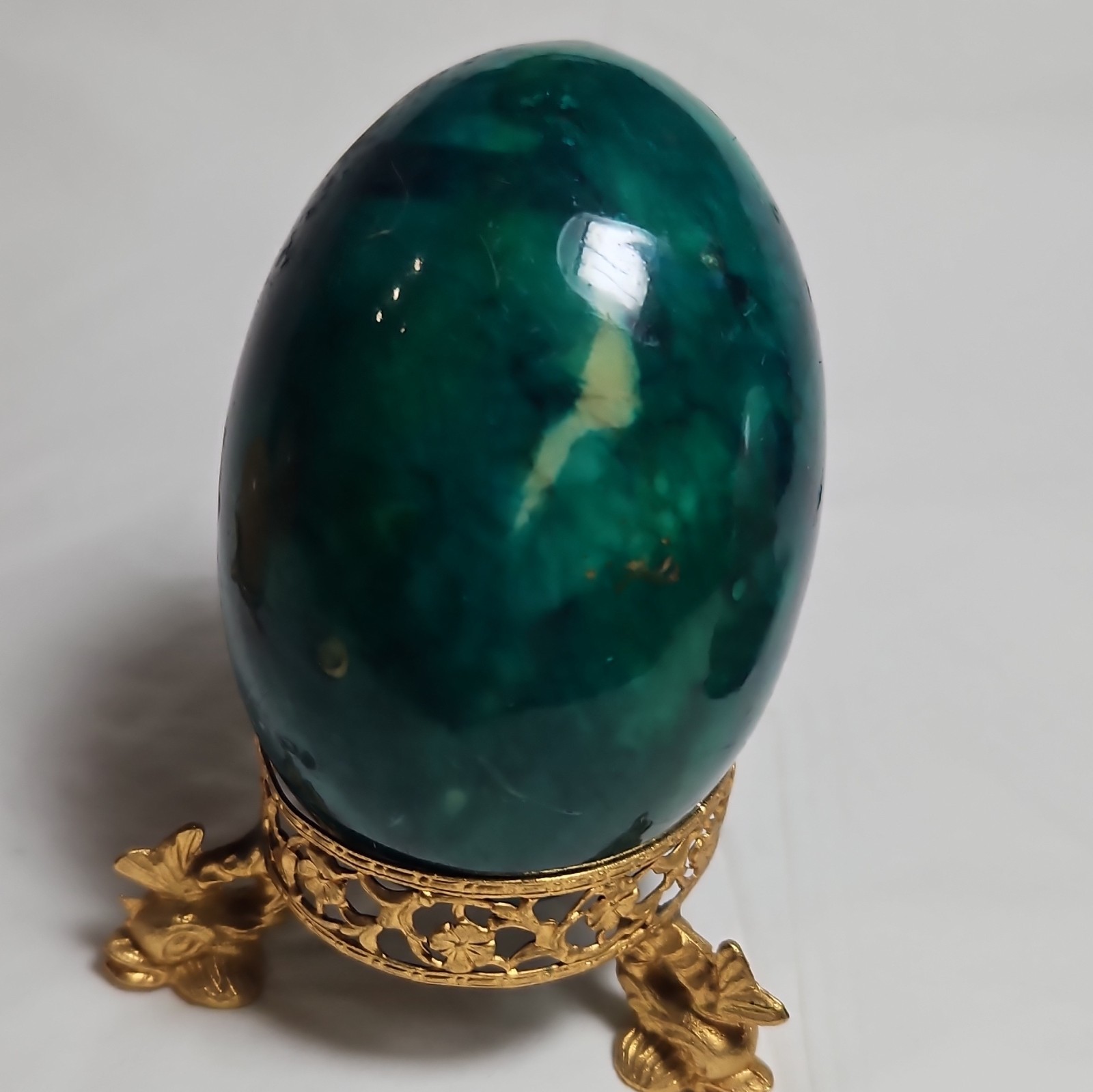 Lot of 4 Polished Stone Egg Crystal Mineral Display Specimens w/ Stands