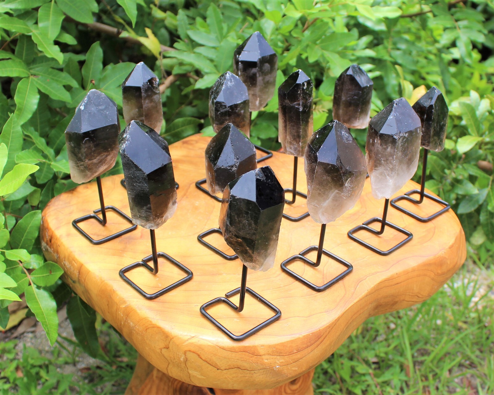 Smoky Quartz Point On Metal Stand, Smokey Quartz Min Pin (Smoky Quartz Crystal)