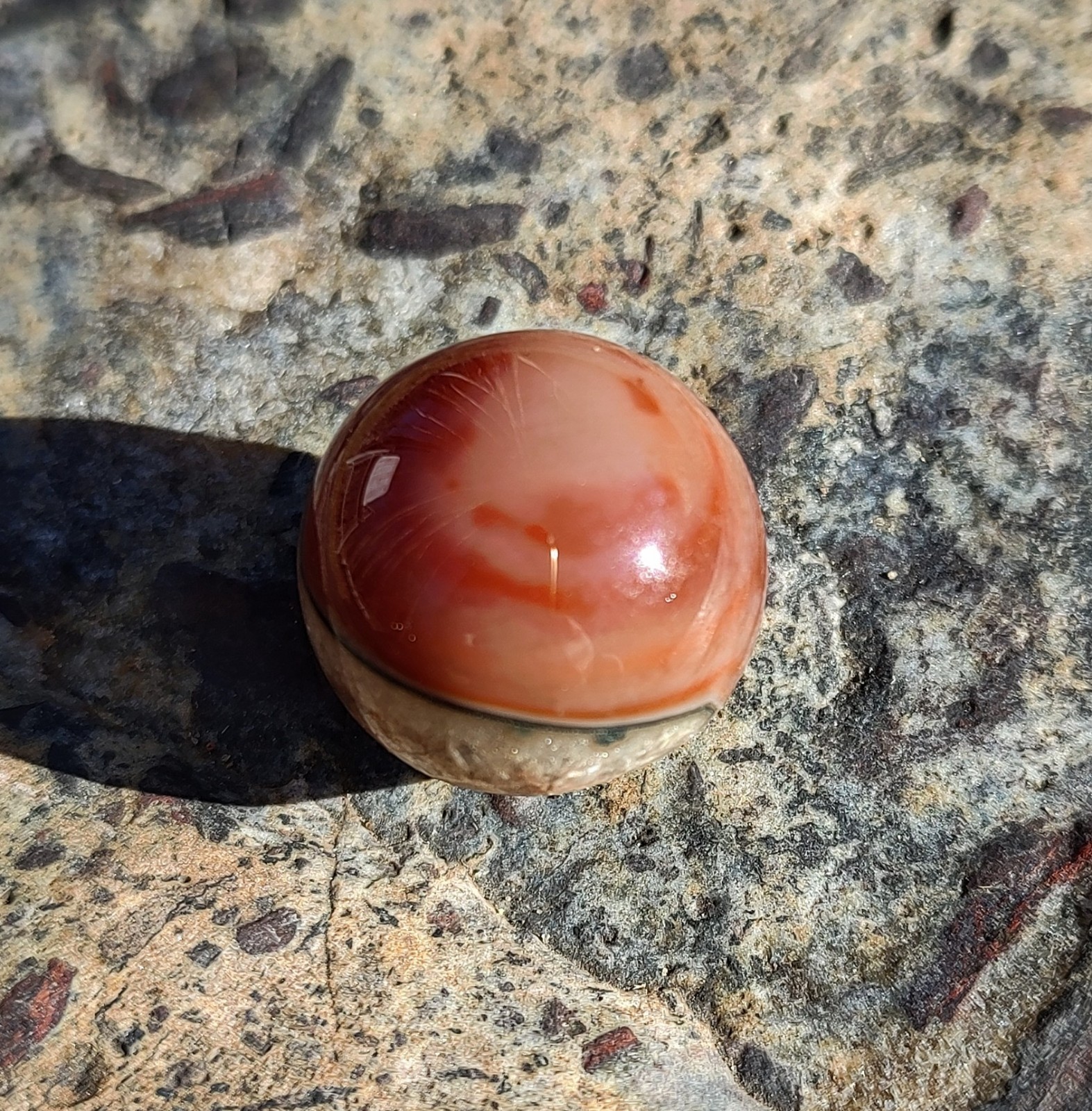 Dramatic Agate Marble Sphere, 20mm Carnelian Agate Marble