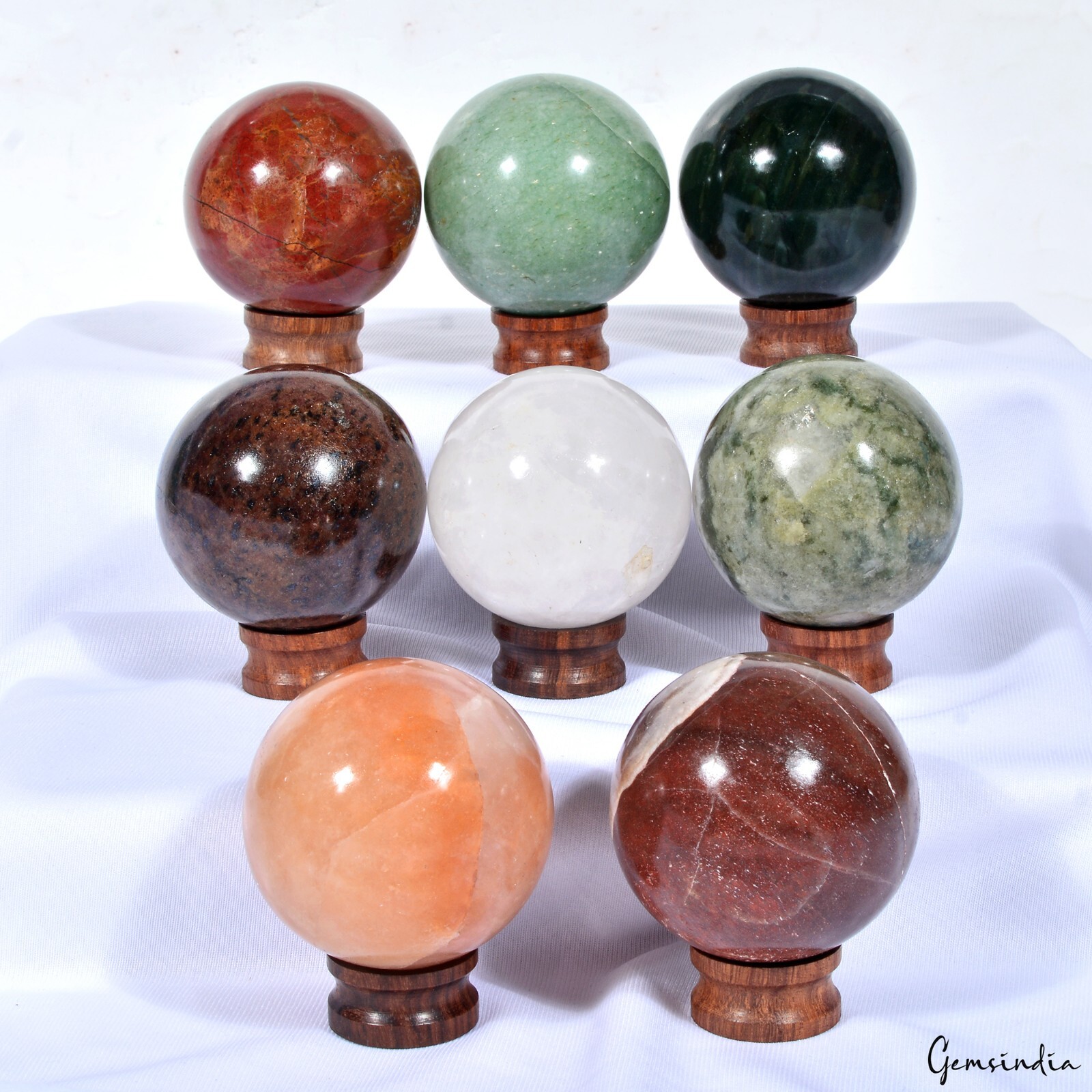 1.8 Kg/8 Pcs Natural Multi Gems Crystal Healing Mineral Sphere/Meditation Balls